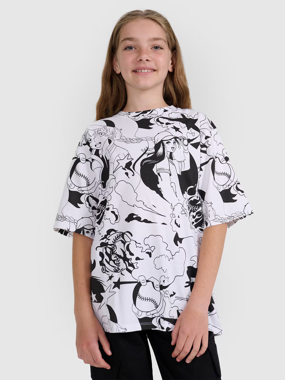 4F Tricou oversize cu imprimeu pentru fete - 158