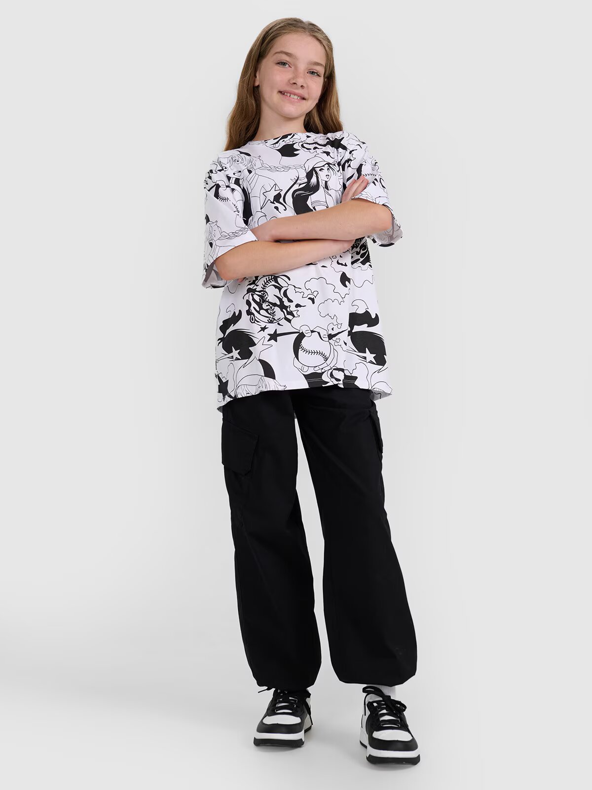 4F Tricou oversize cu imprimeu pentru fete - 158