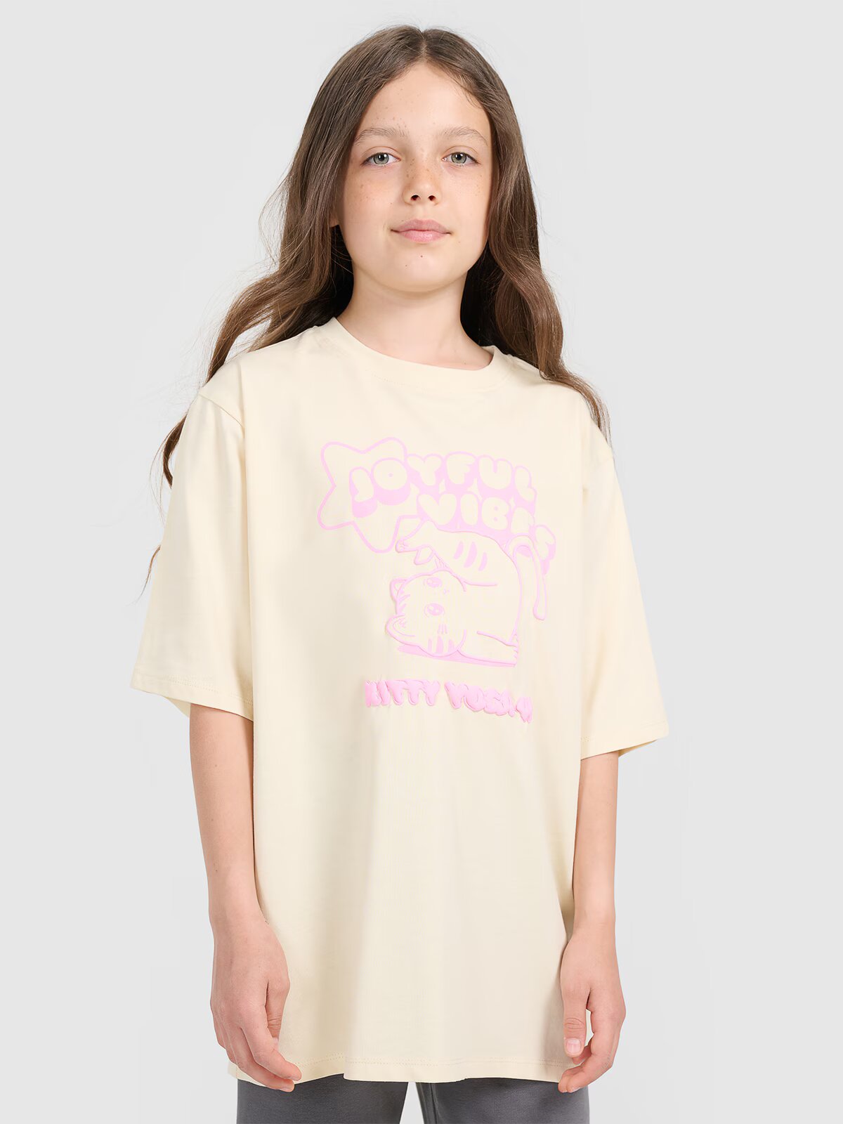 4F Tricou oversize cu imprimeu pentru fete - 164