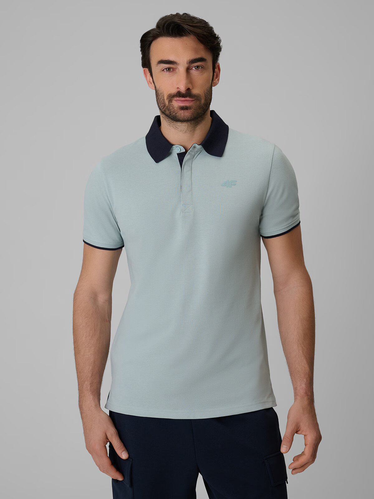 4F Tricou polo regular bărbați - mentă S