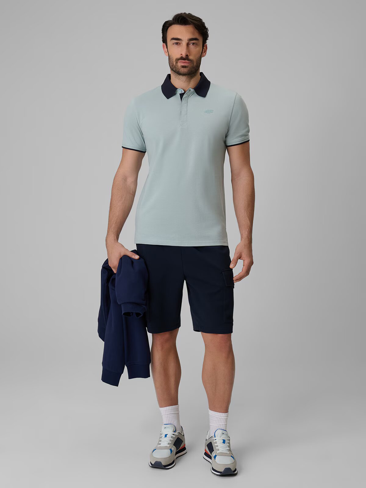 4F Tricou polo regular bărbați - mentă S