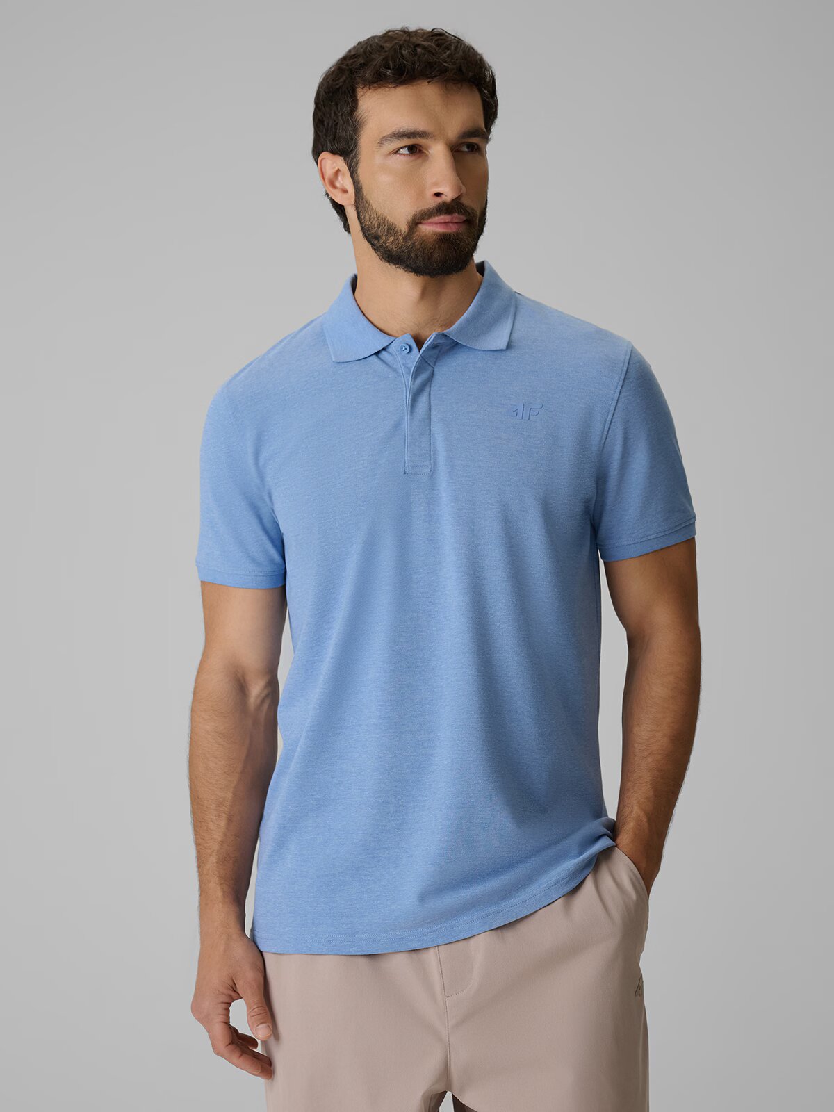 4F Tricou polo regular pentru bărbați - albastră M