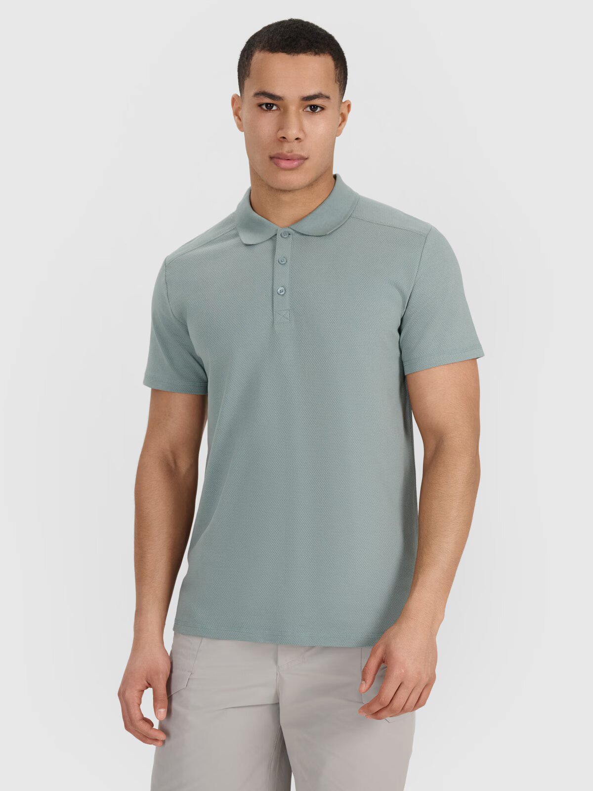 4F Tricou polo regular pentru bărbați - kaki S