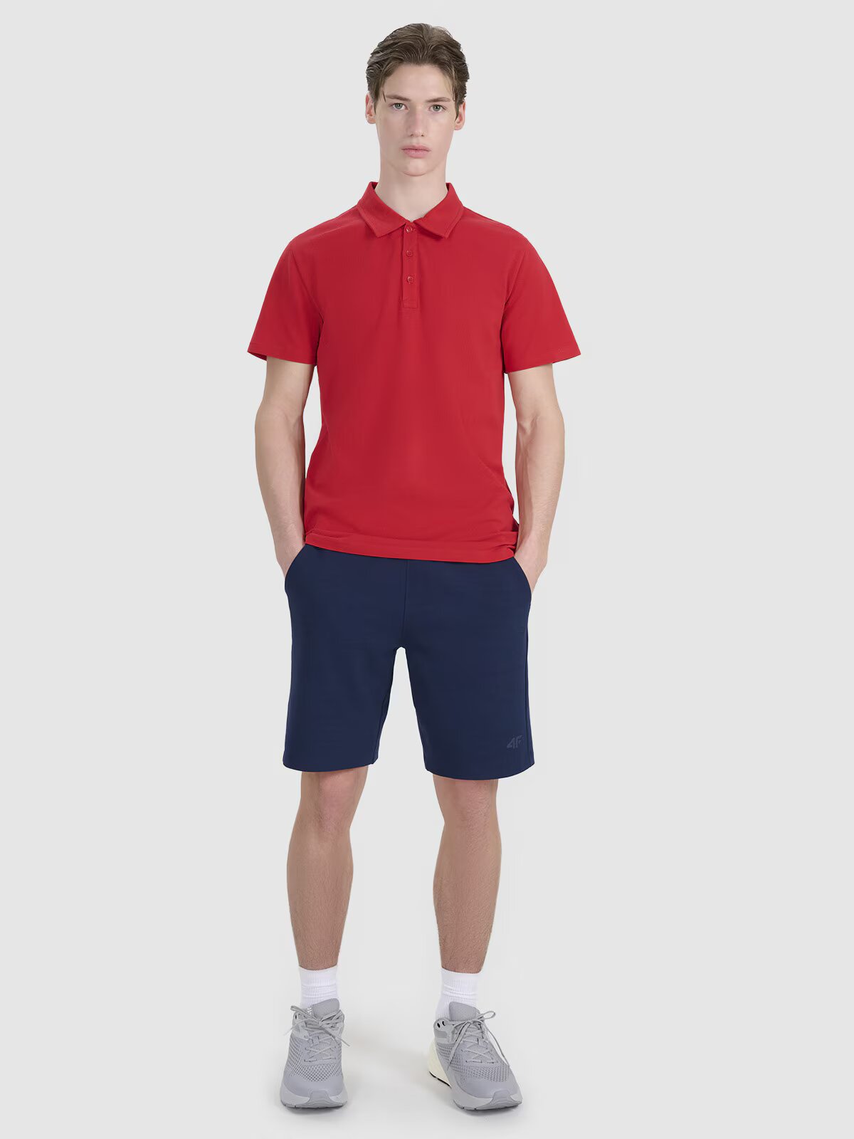 4F Tricou polo regular pentru bărbați - roșu M