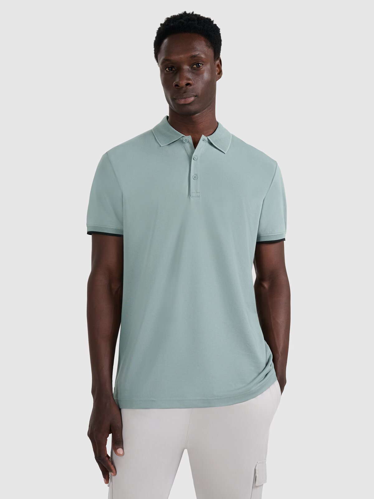 4F Tricou polo regular pentru bărbați - verde măsliniu/kaki S