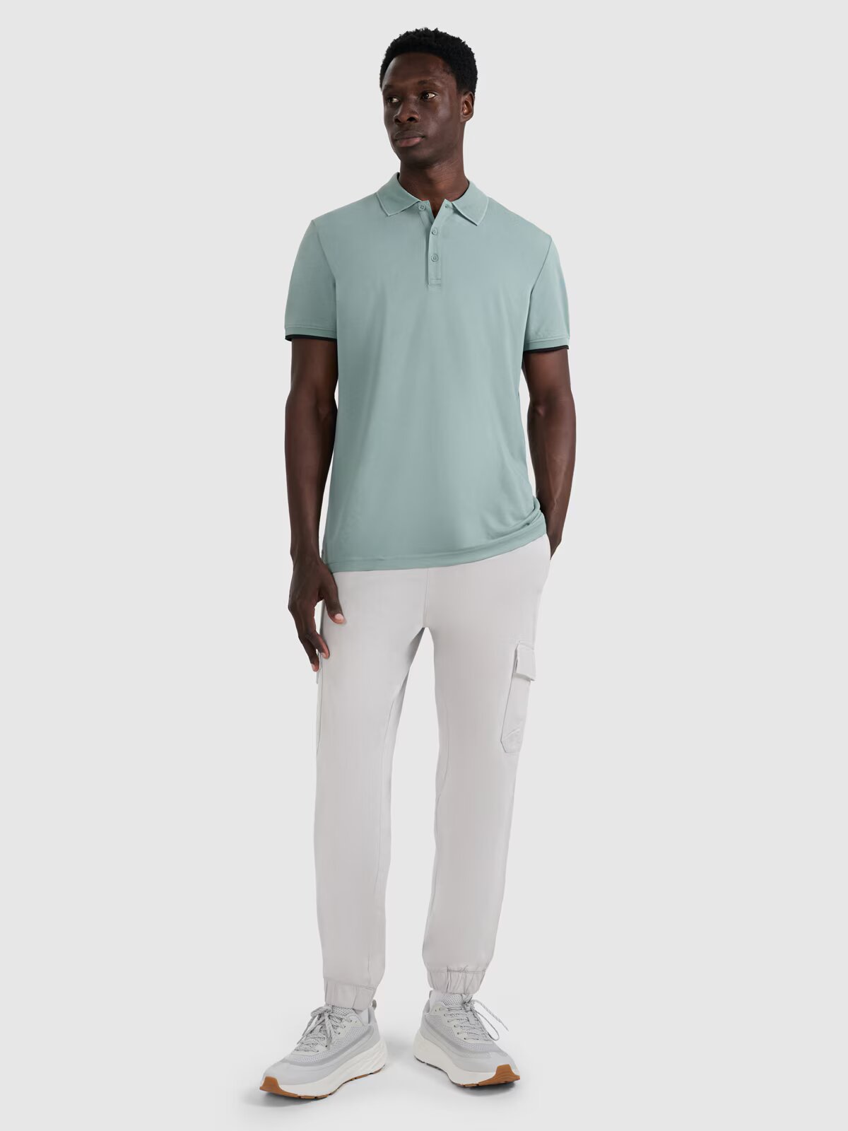 4F Tricou polo regular pentru bărbați - verde măsliniu/kaki S