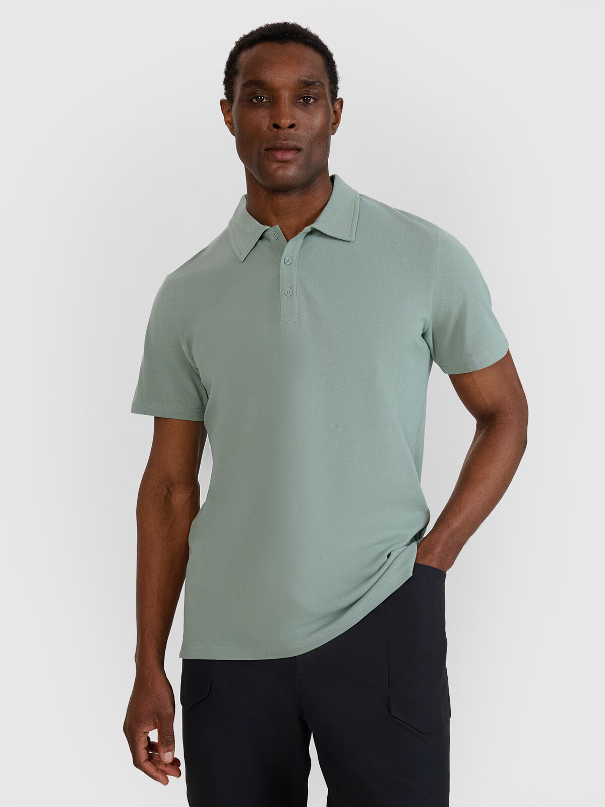 4F Tricou polo regular pentru bărbați - verde măsliniu S