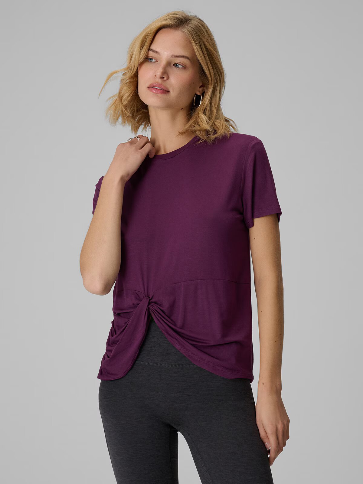 4F Tricou regular cu fronseu și modal pentru femei - XL