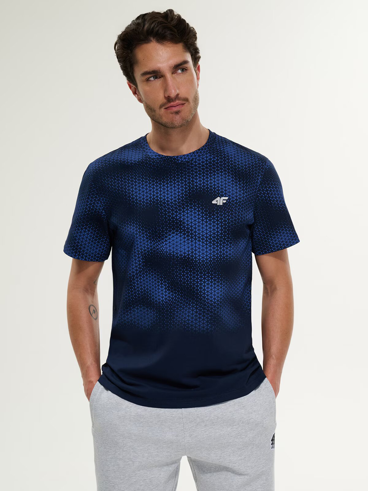 4F Tricou regular cu imprimeu bărbați - S