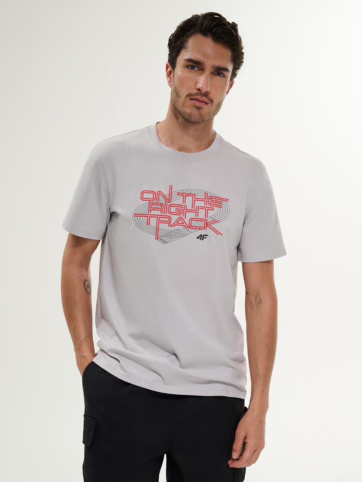 4F Tricou regular cu imprimeu bărbați - S