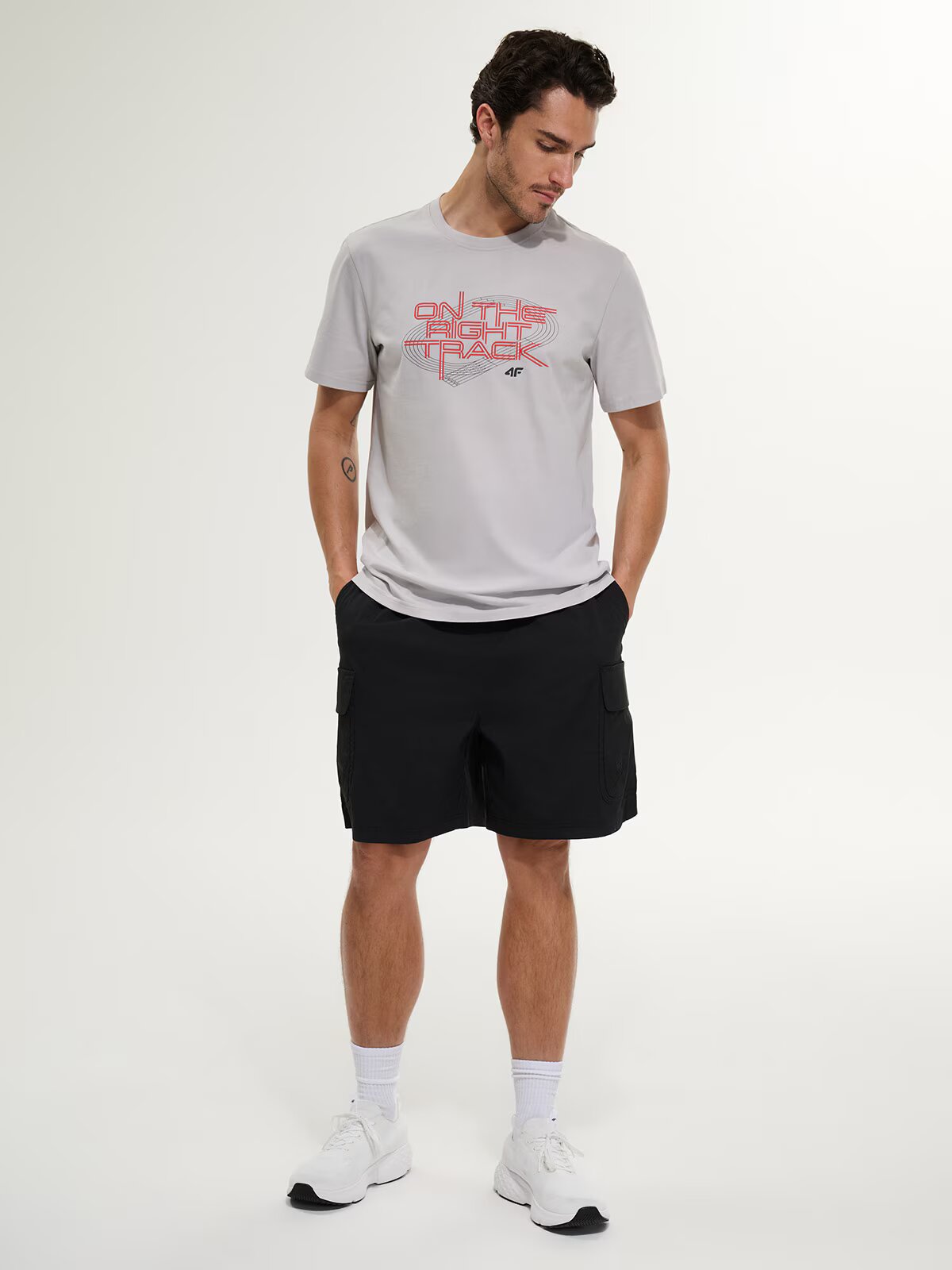 4F Tricou regular cu imprimeu bărbați - S