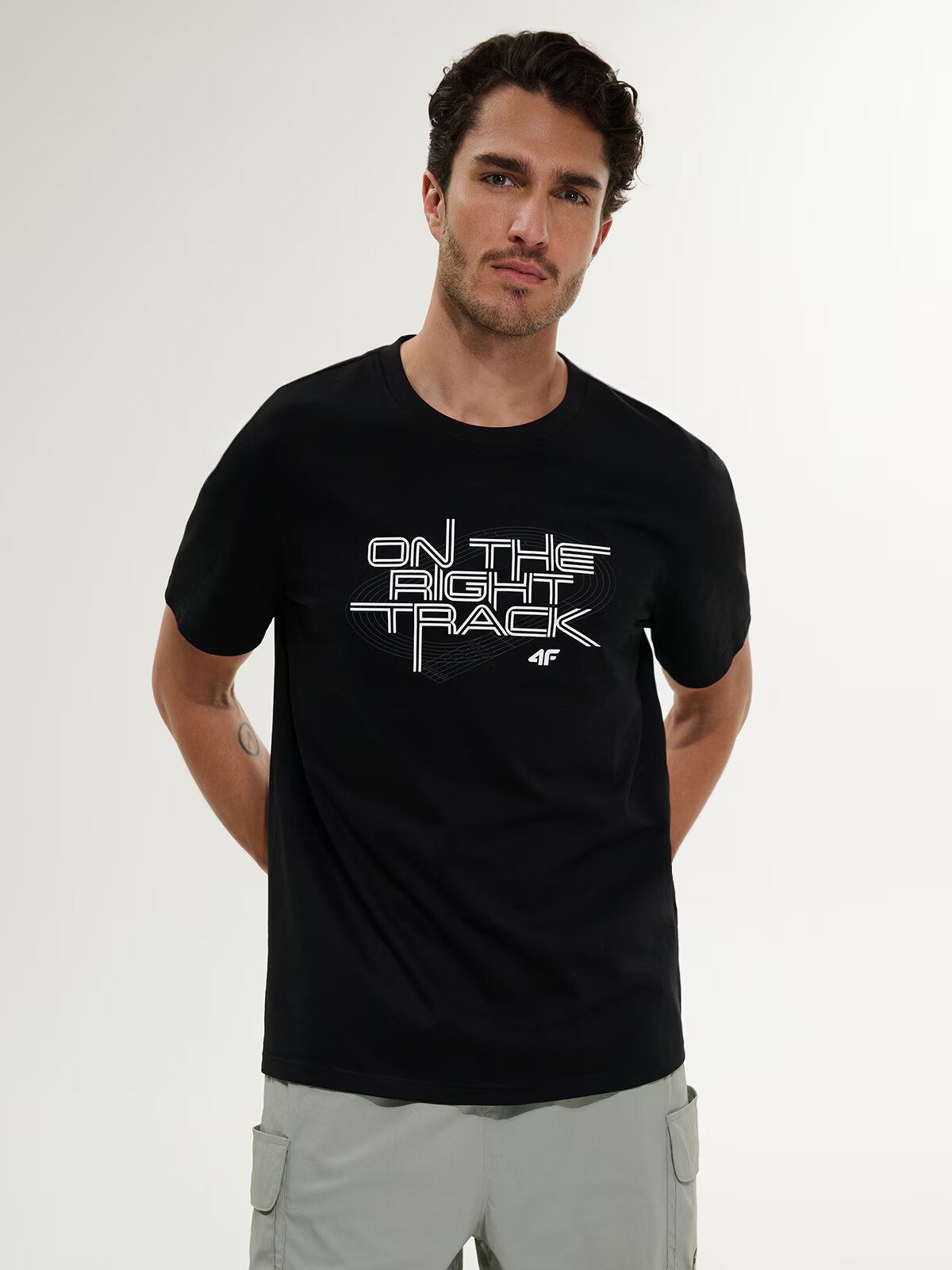 4F Tricou regular cu imprimeu bărbați - S