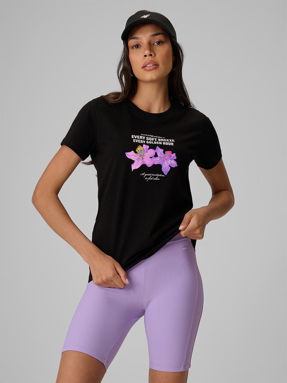 4F Tricou regular cu imprimeu damă - XS