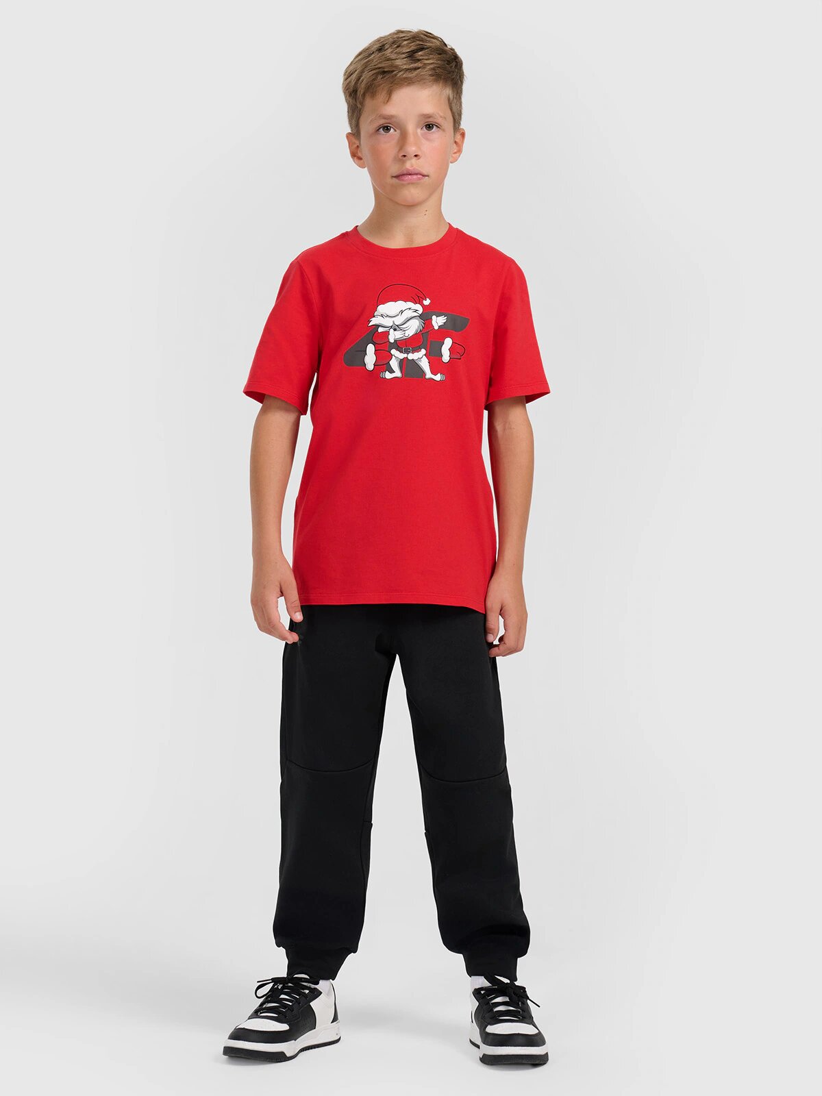 4F Tricou regular cu imprimeu de sărbători pentru băieți - roșu 152