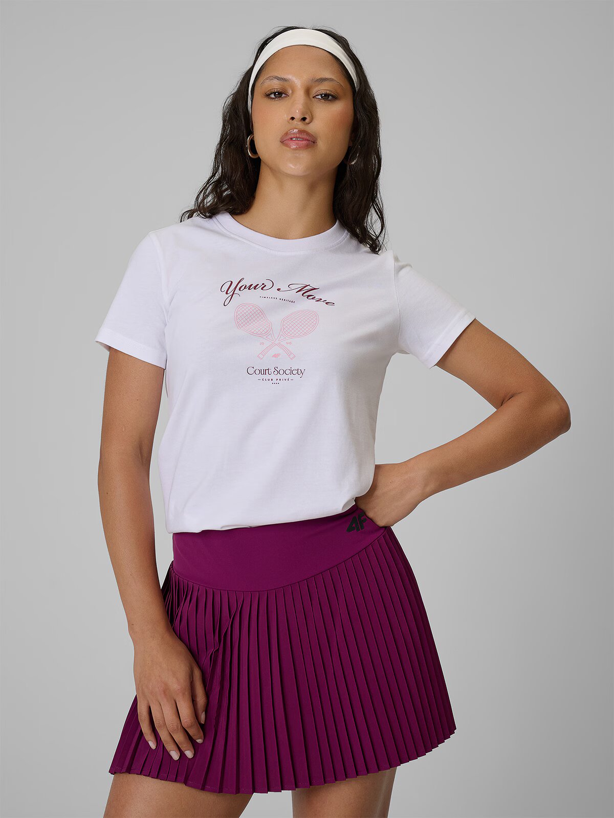 4F Tricou regular cu imprimeu femei - L