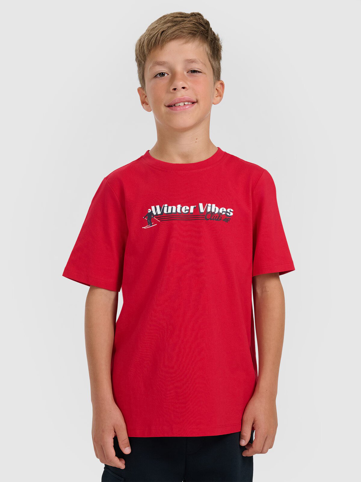 4F Tricou regular cu imprimeu pentru băieți - roșu 152
