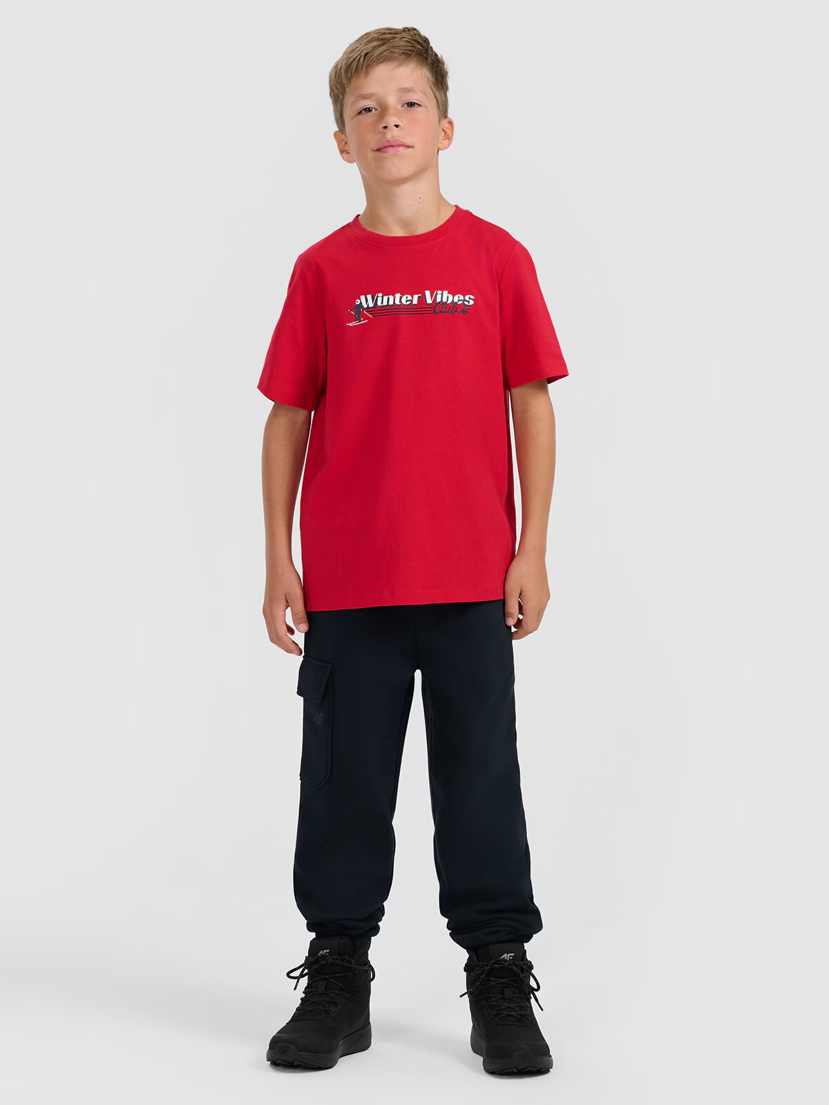 4F Tricou regular cu imprimeu pentru băieți - roșu 152