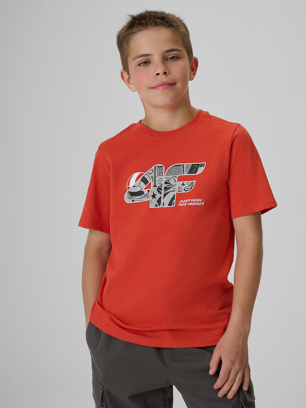 4F Tricou regular cu imprimeu pentru băieți - roșu 128