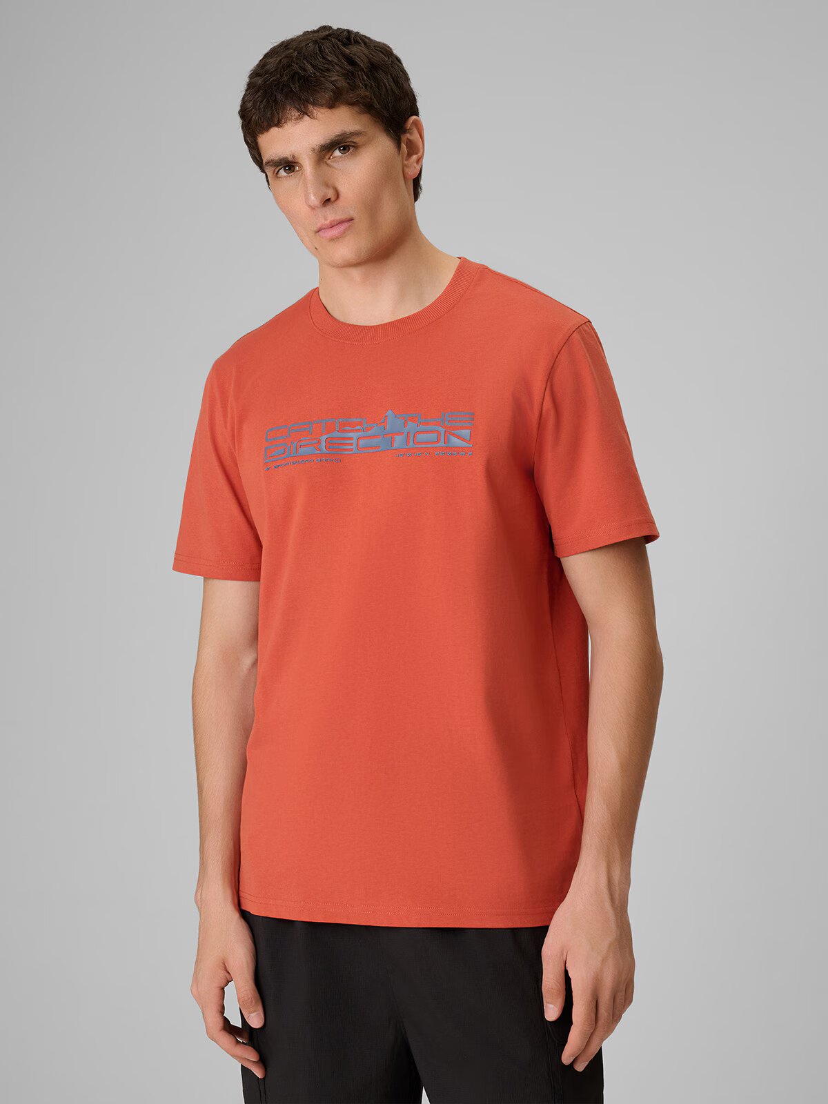 4F Tricou regular cu imprimeu pentru bărbați - coral XL