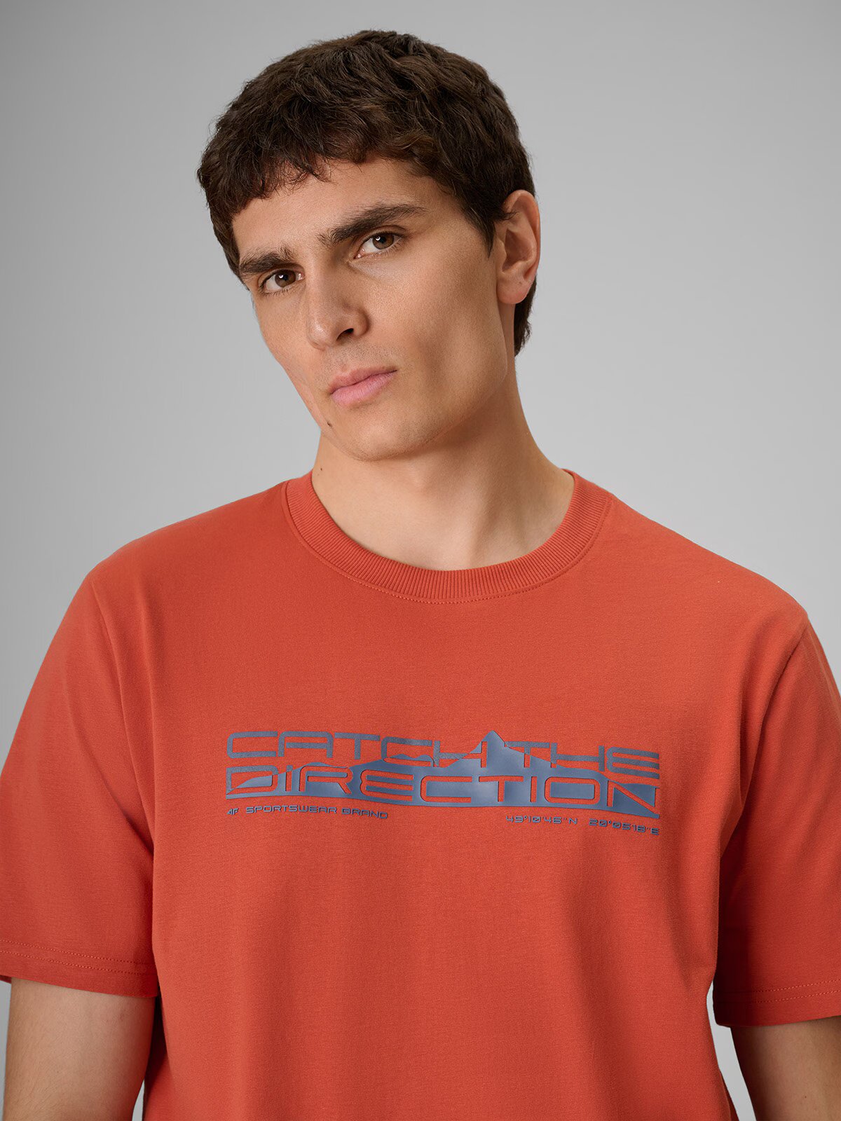 4F Tricou regular cu imprimeu pentru bărbați - coral XL