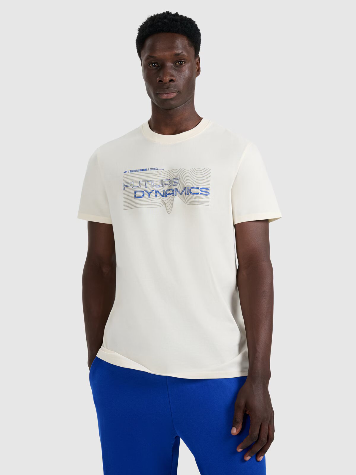 4F Tricou regular cu imprimeu pentru bărbați - crem XL