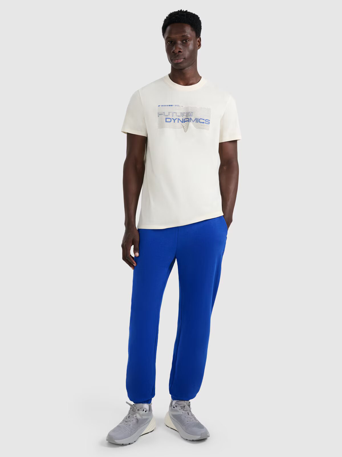 4F Tricou regular cu imprimeu pentru bărbați - crem XL