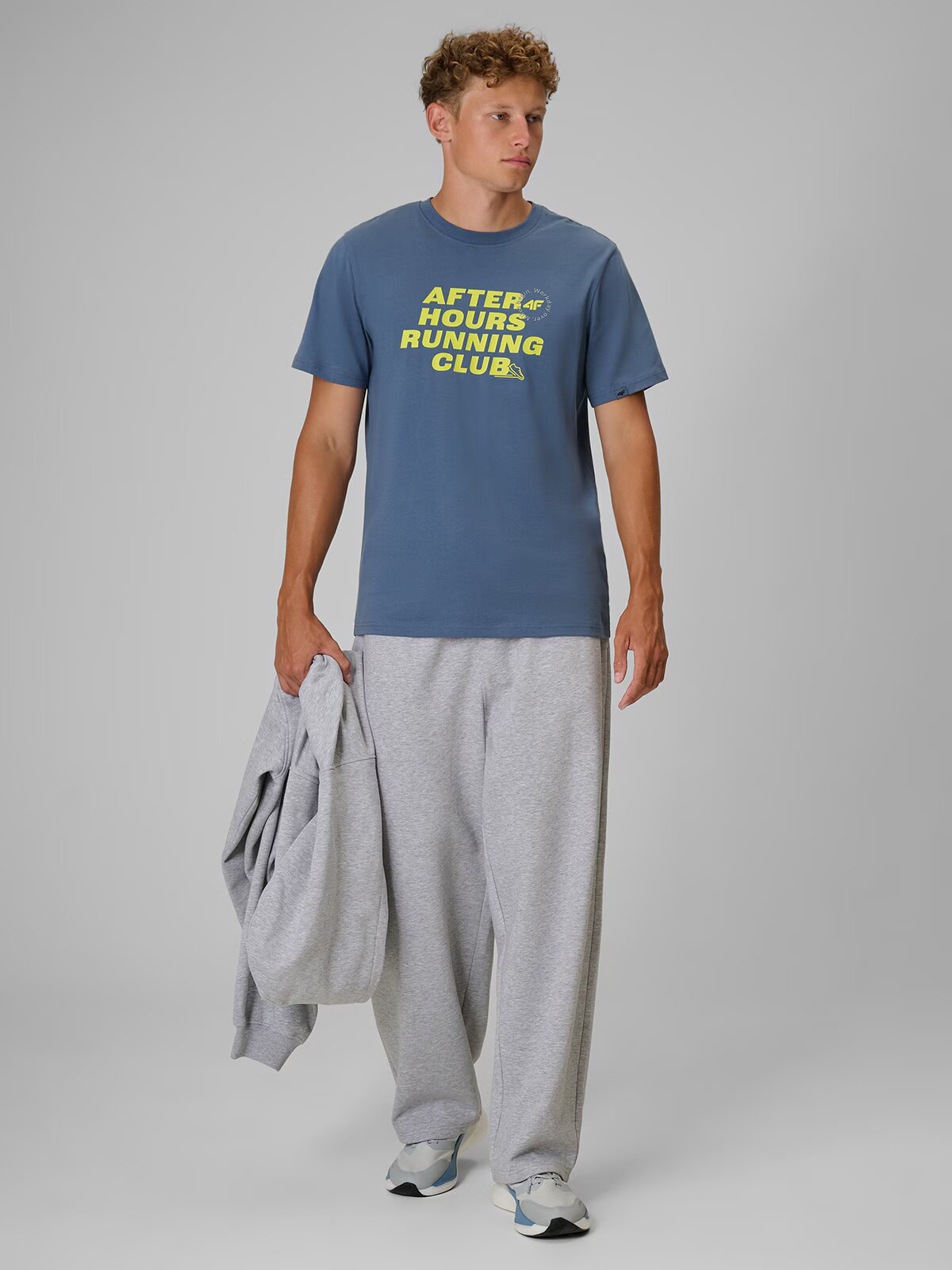 4F Tricou regular cu imprimeu pentru bărbați - denim S