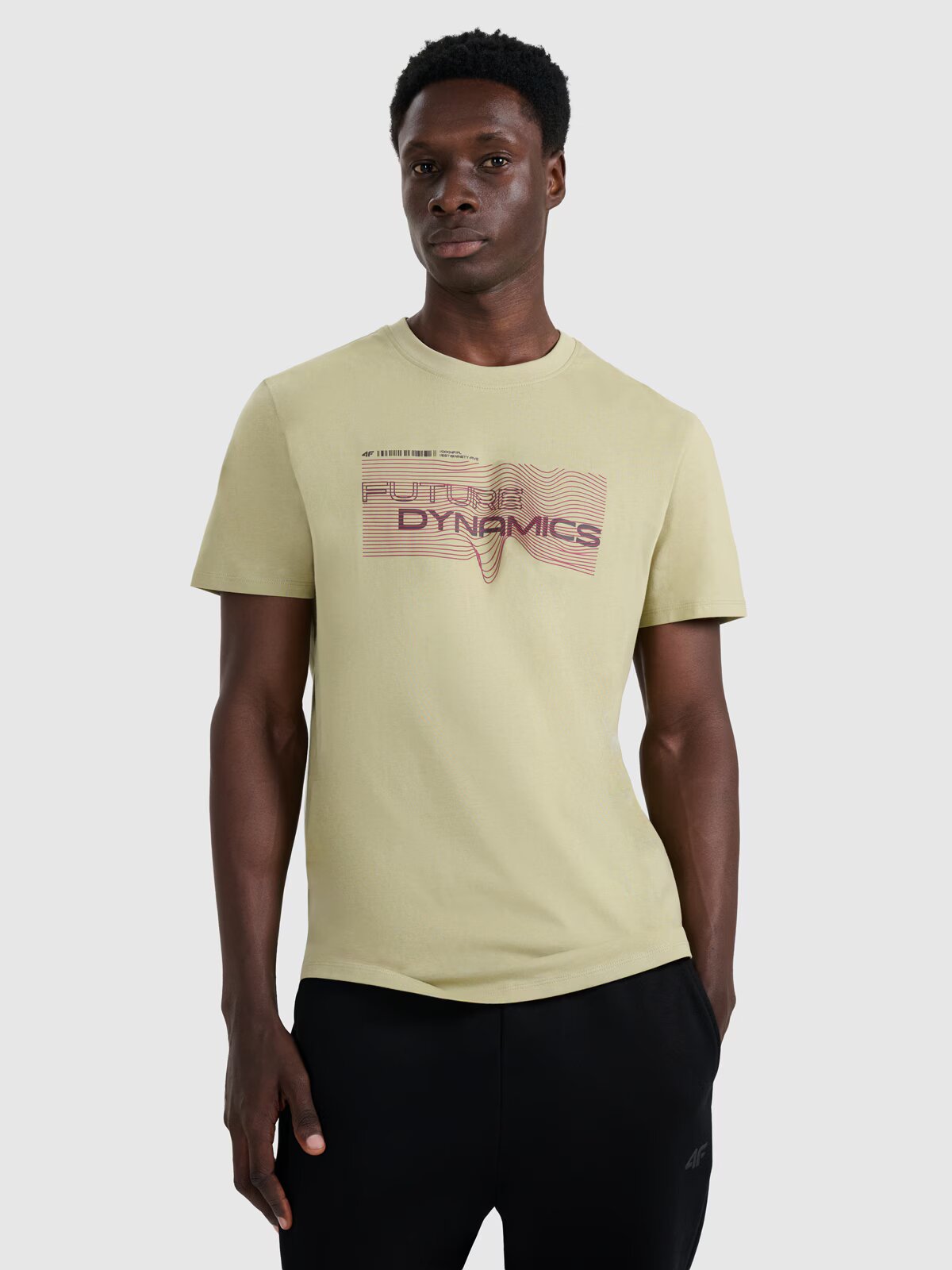 4F Tricou regular cu imprimeu pentru bărbați - kaki XL