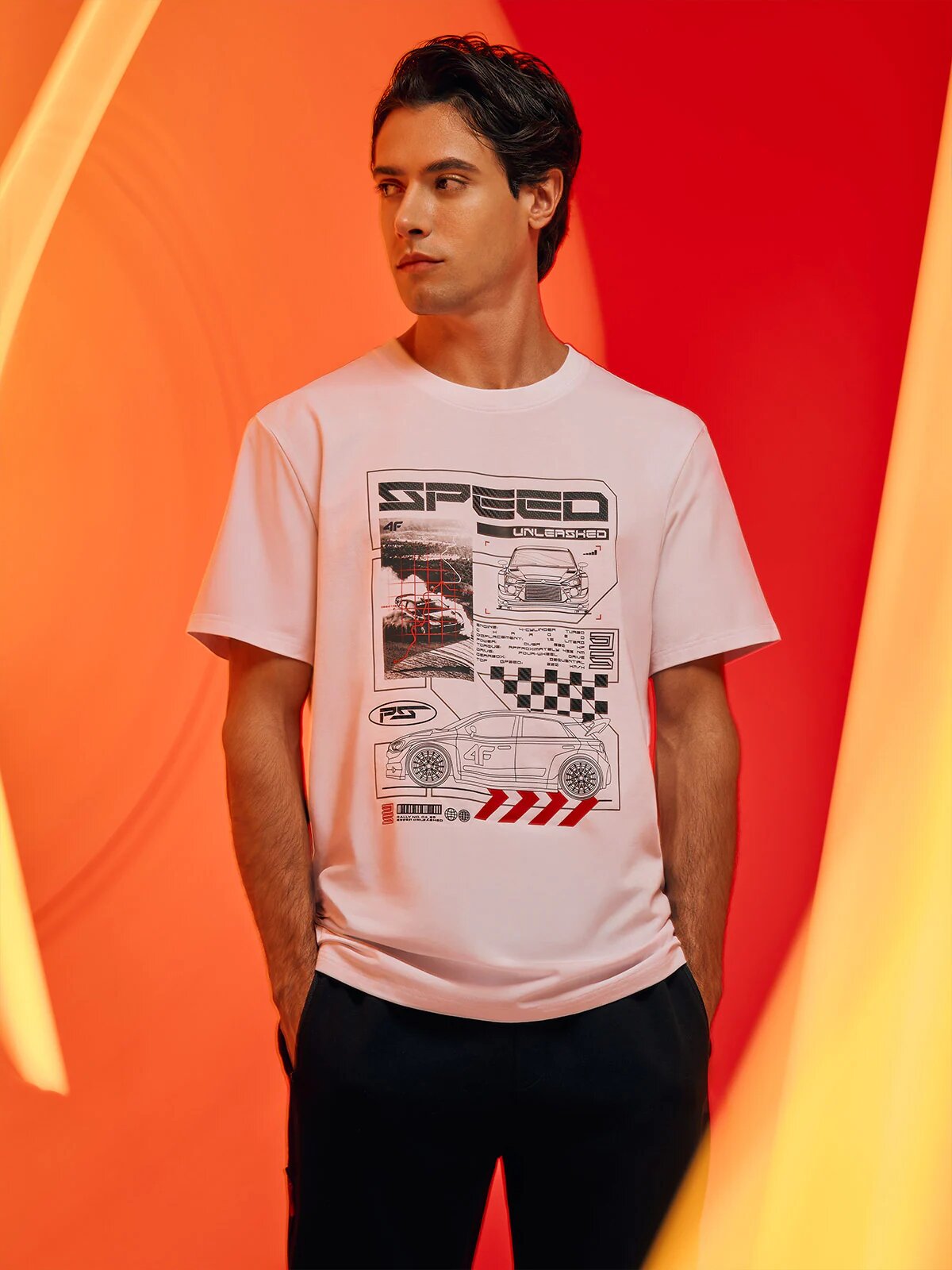 4F Tricou regular cu imprimeu pentru bărbați - XL