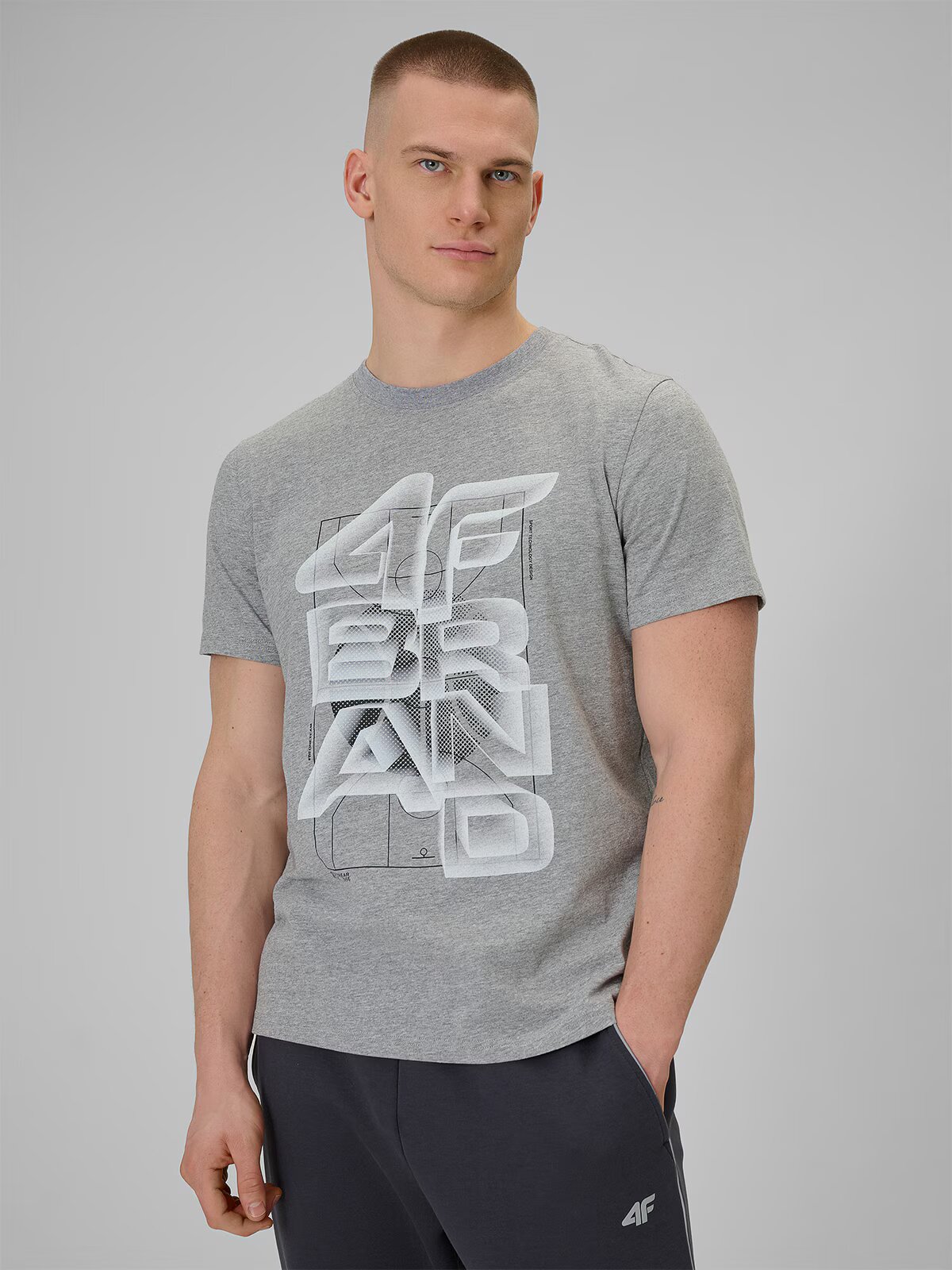 4F Tricou regular cu imprimeu pentru bărbați - S