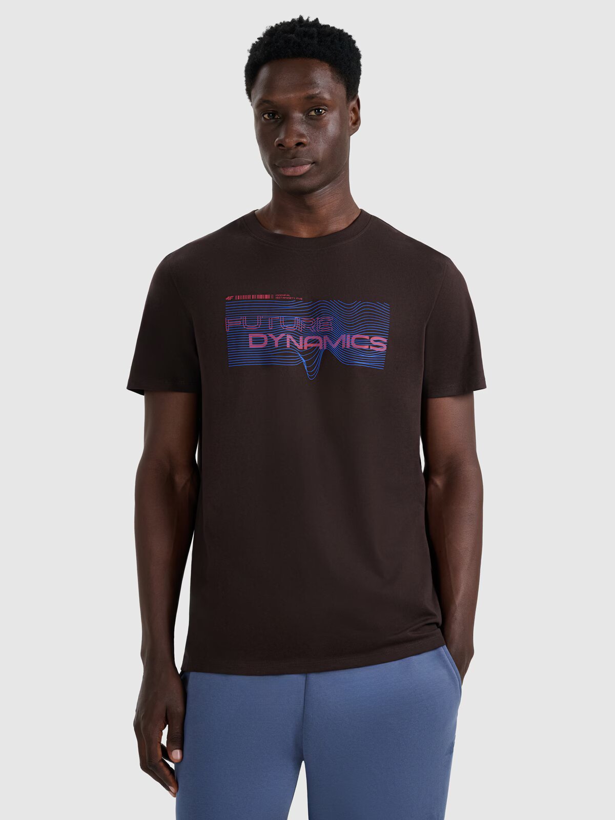 4F Tricou regular cu imprimeu pentru bărbați - maro S