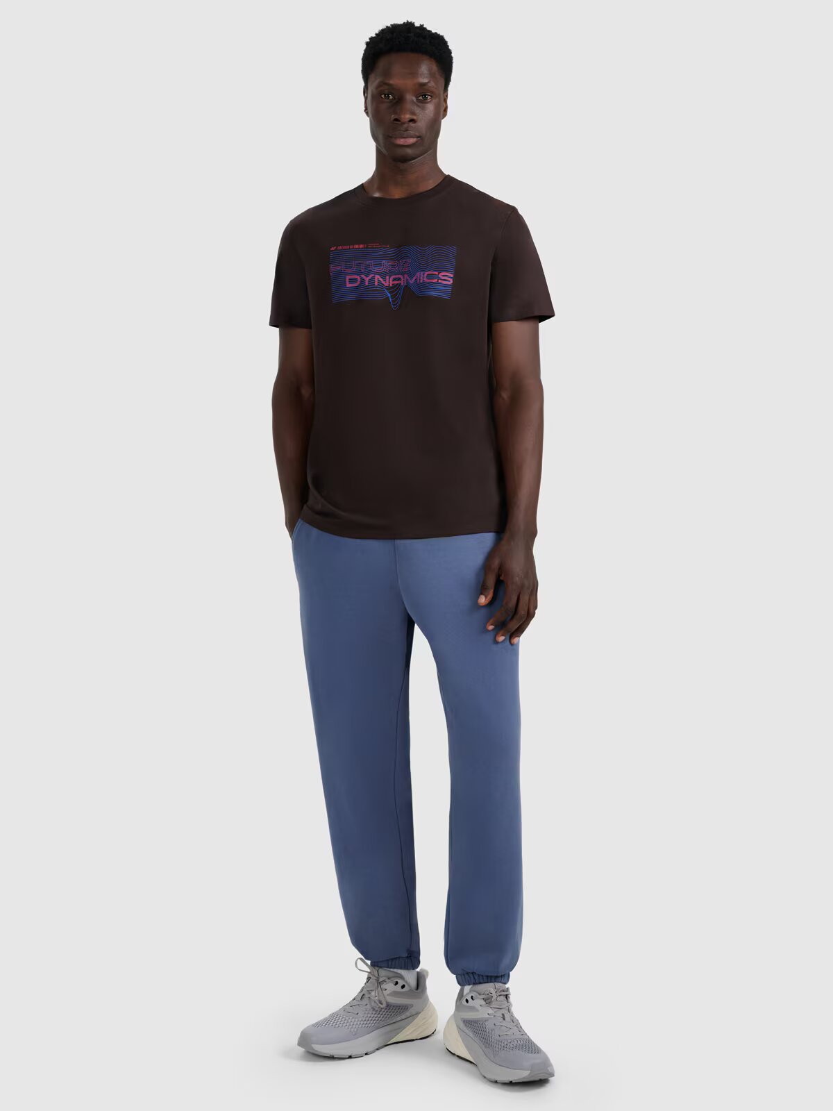 4F Tricou regular cu imprimeu pentru bărbați - maro S
