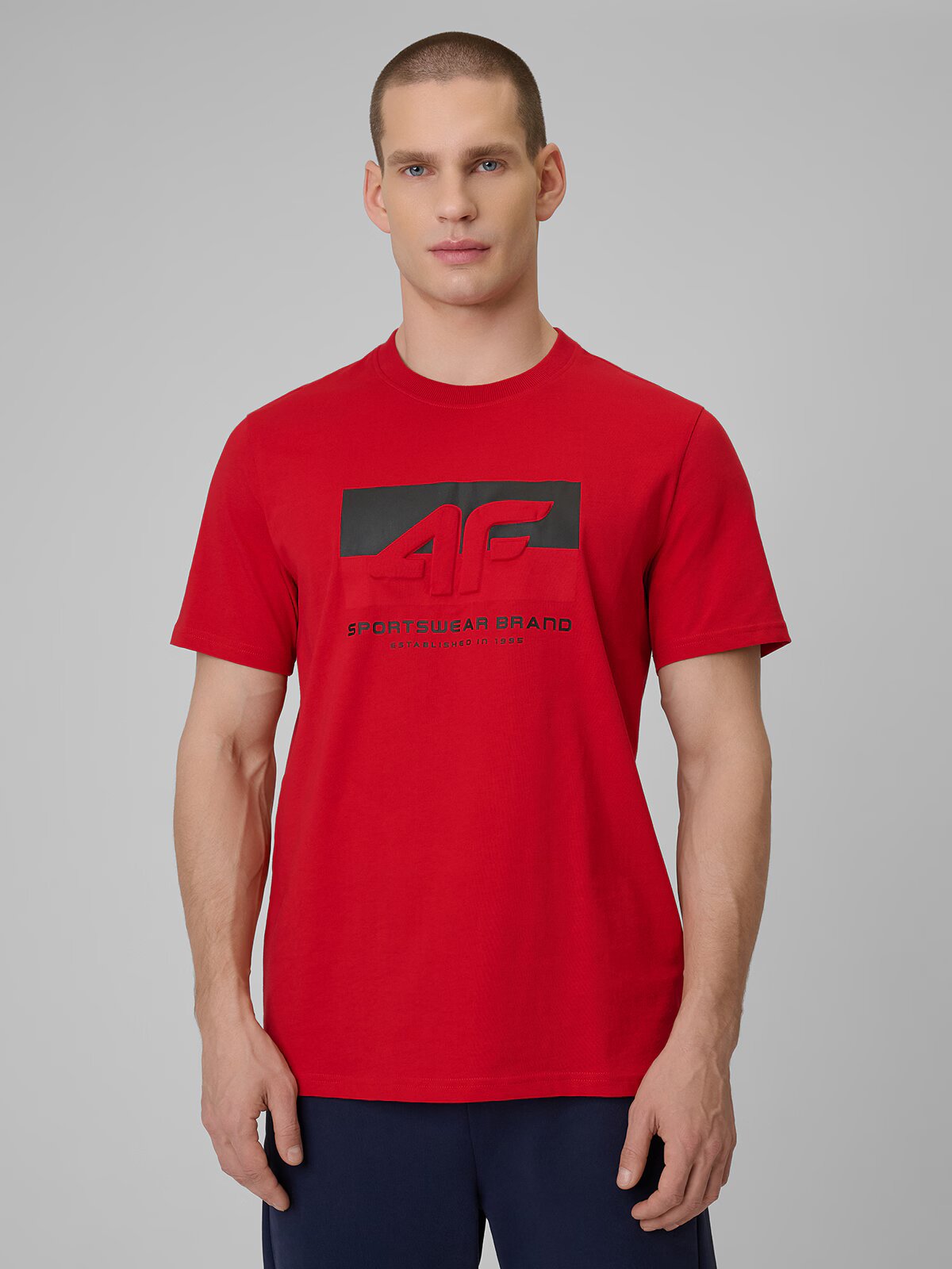 4F Tricou regular cu imprimeu pentru bărbați - roșu S