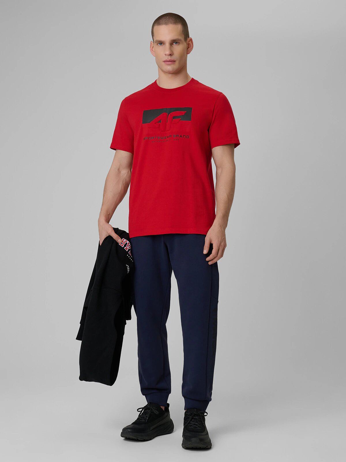 4F Tricou regular cu imprimeu pentru bărbați - roșu S
