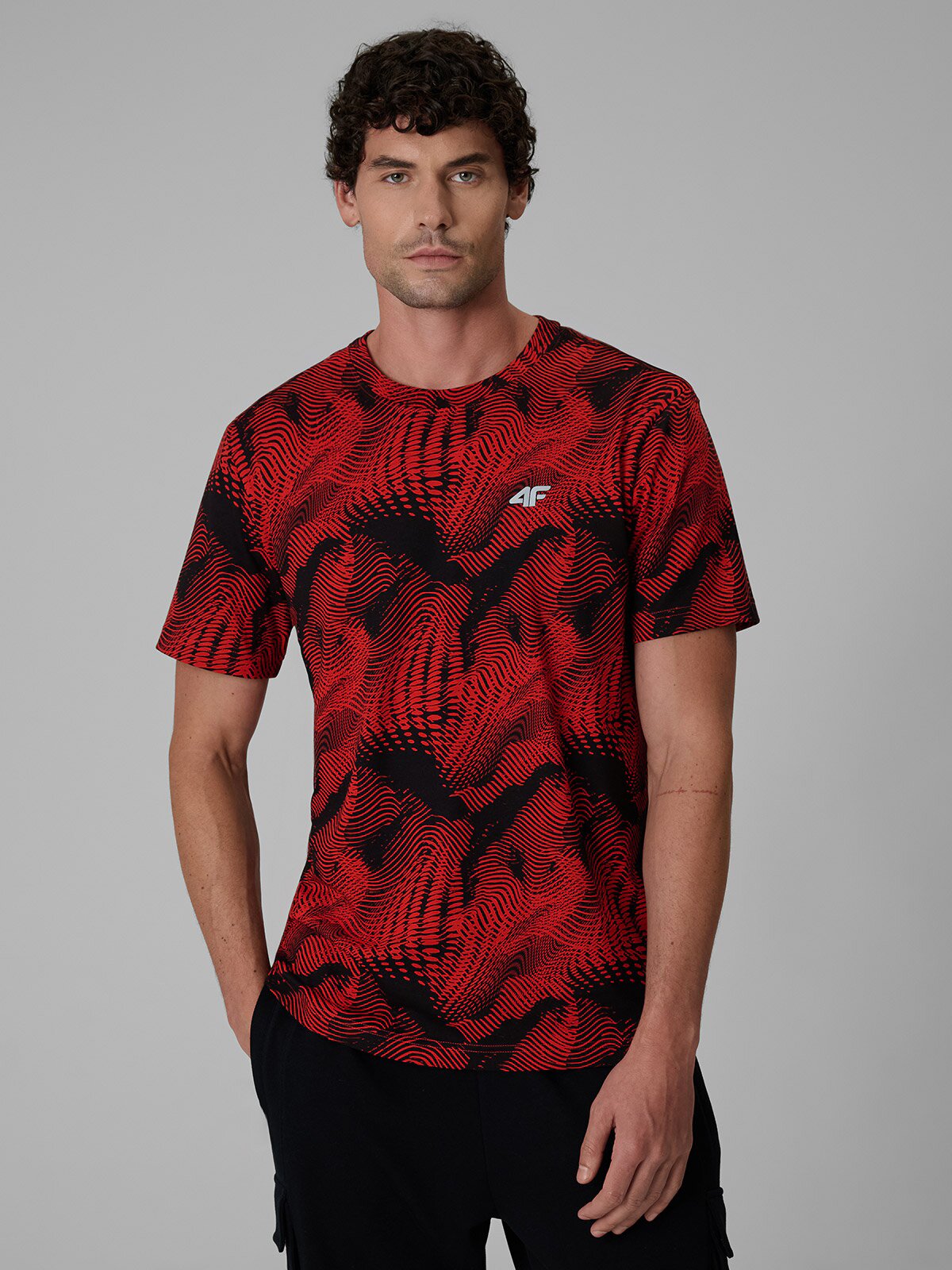 4F Tricou regular cu imprimeu pentru bărbați - roșu L
