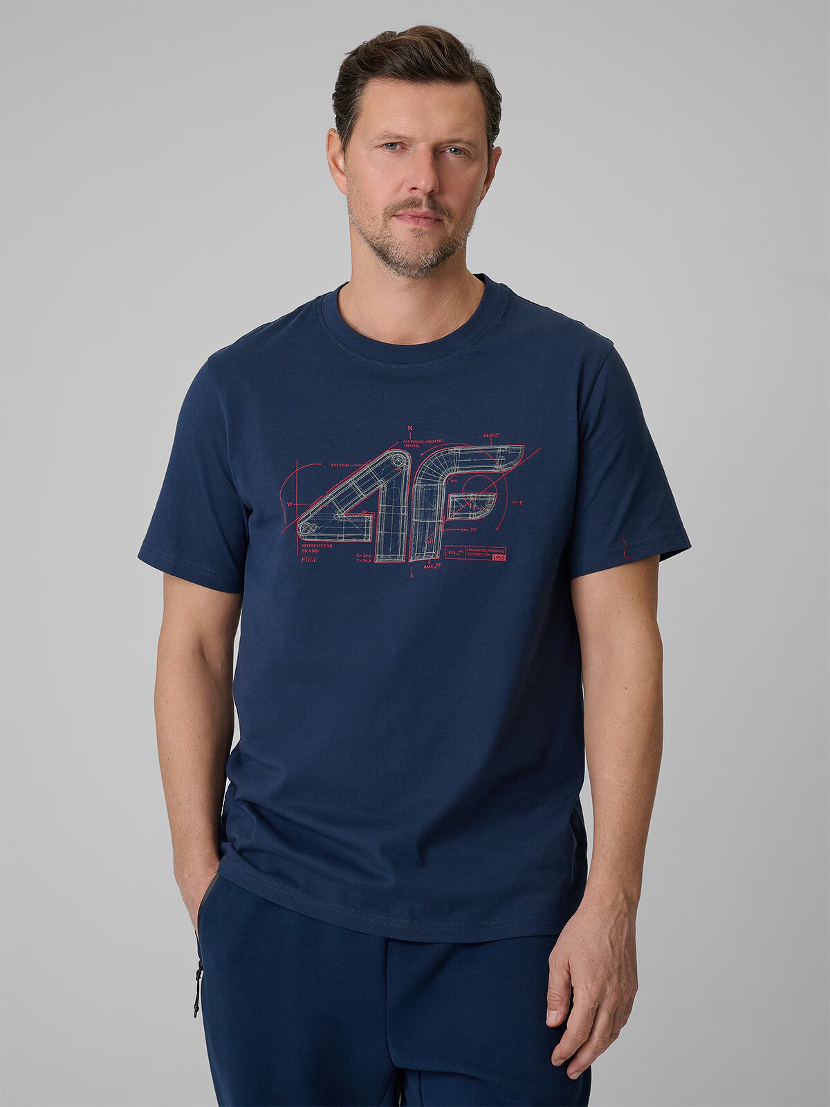 4F Tricou regular cu imprimeu pentru bărbați - S