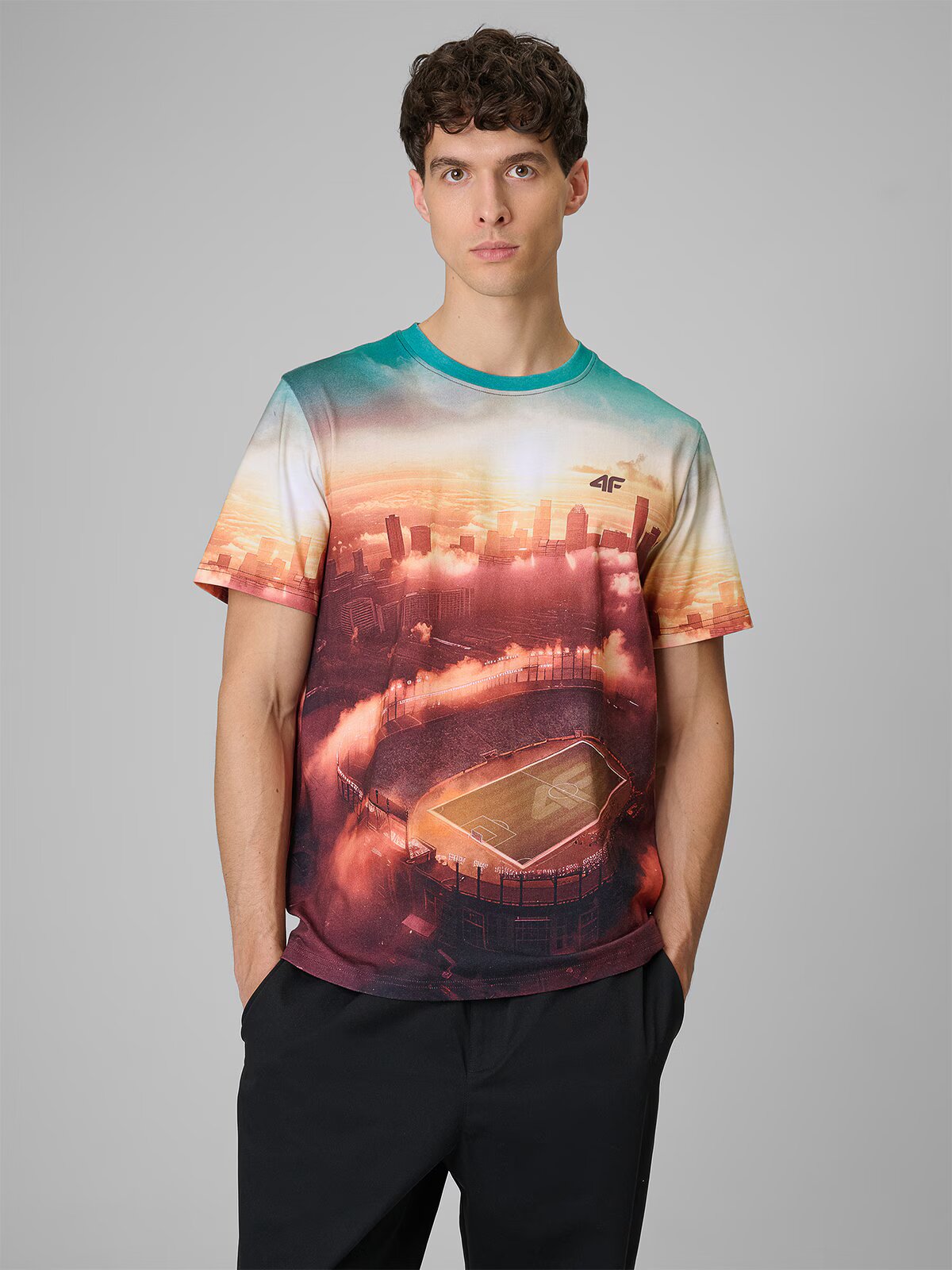 4F Tricou regular cu imprimeu pentru bărbați - S