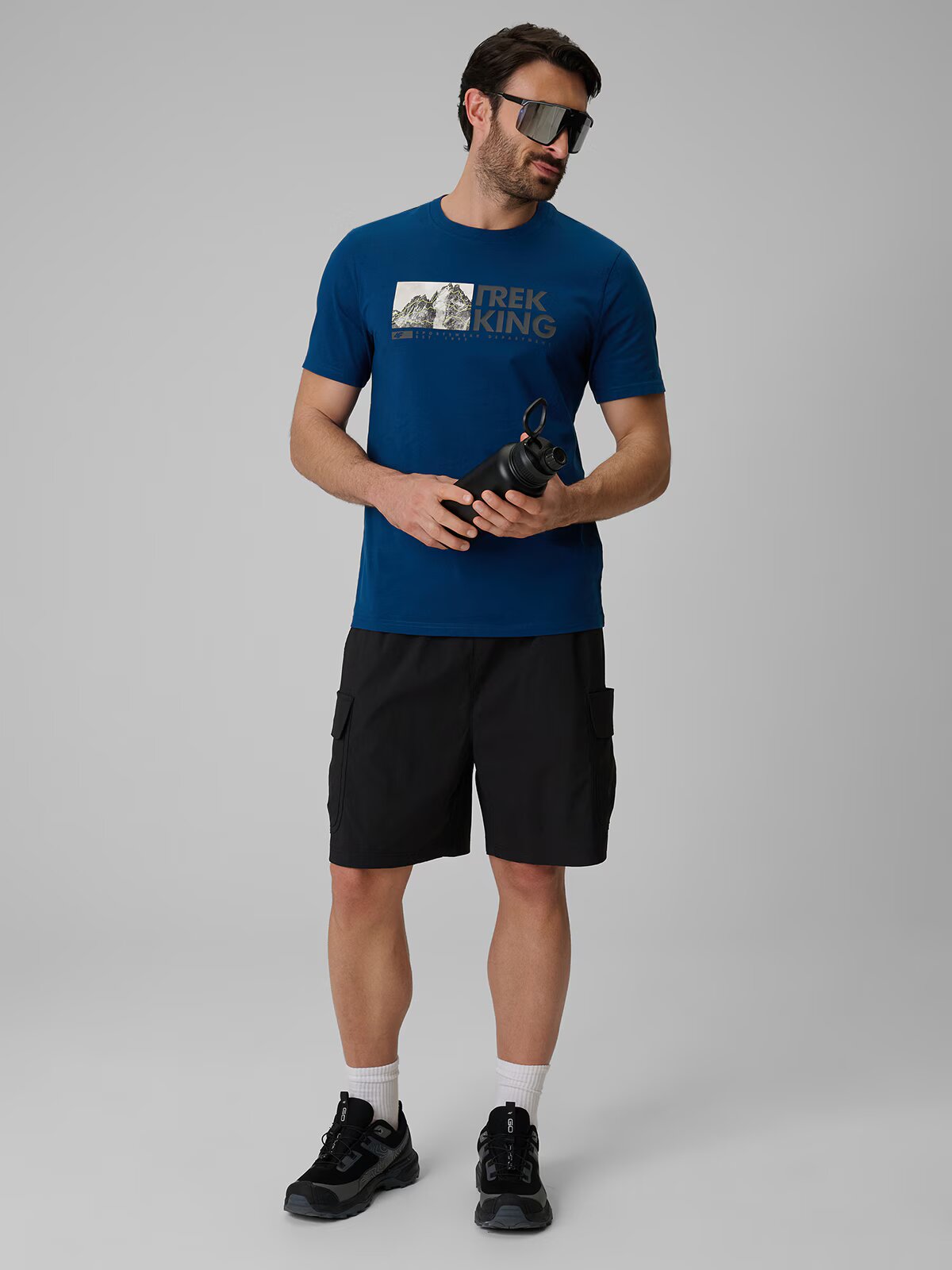 4F Tricou regular cu imprimeu pentru bărbați - turcoaz S