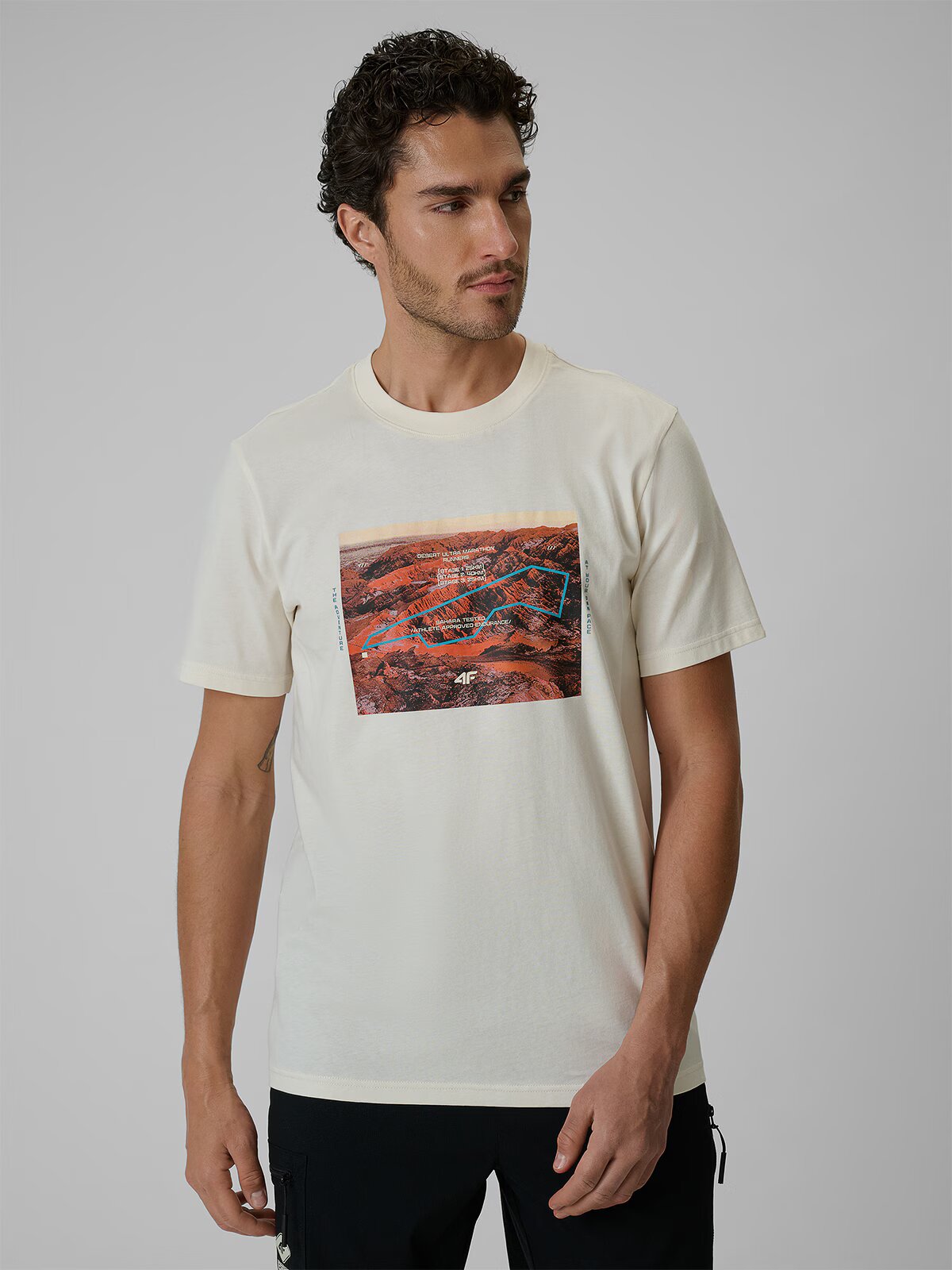 4F Tricou regular cu imprimeu pentru bărbați - L