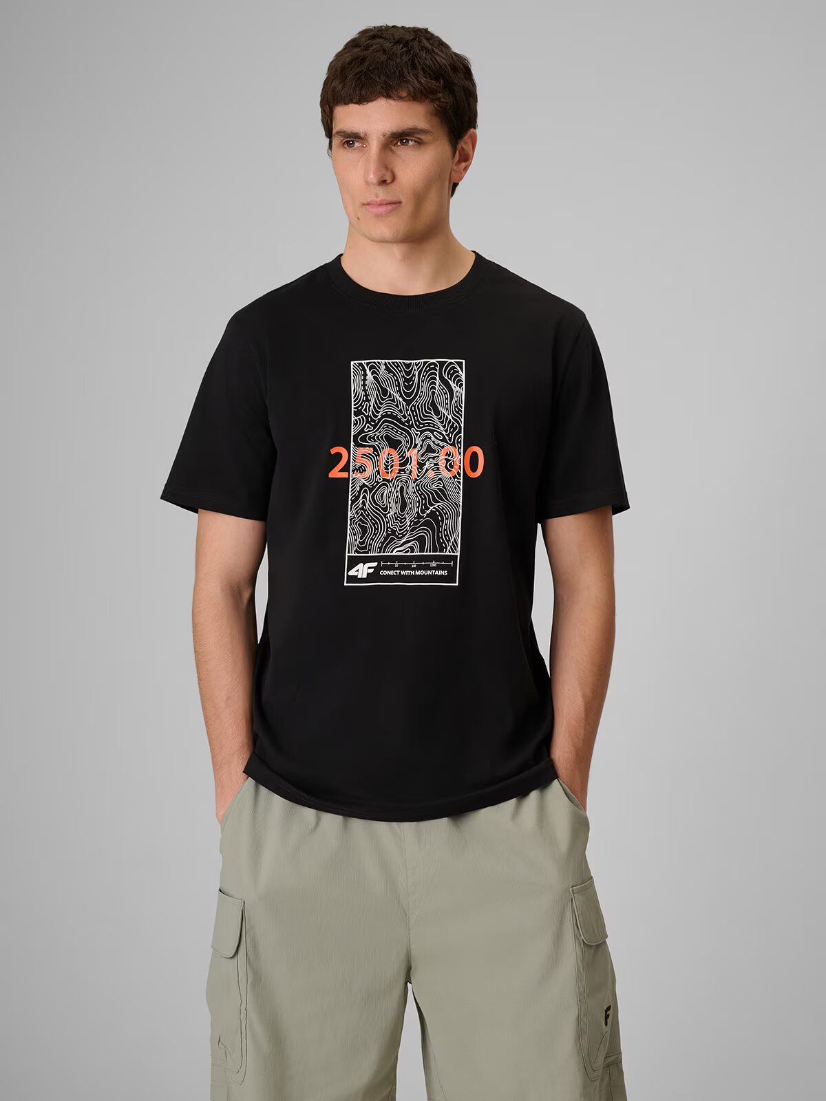 4F Tricou regular cu imprimeu pentru bărbați - L