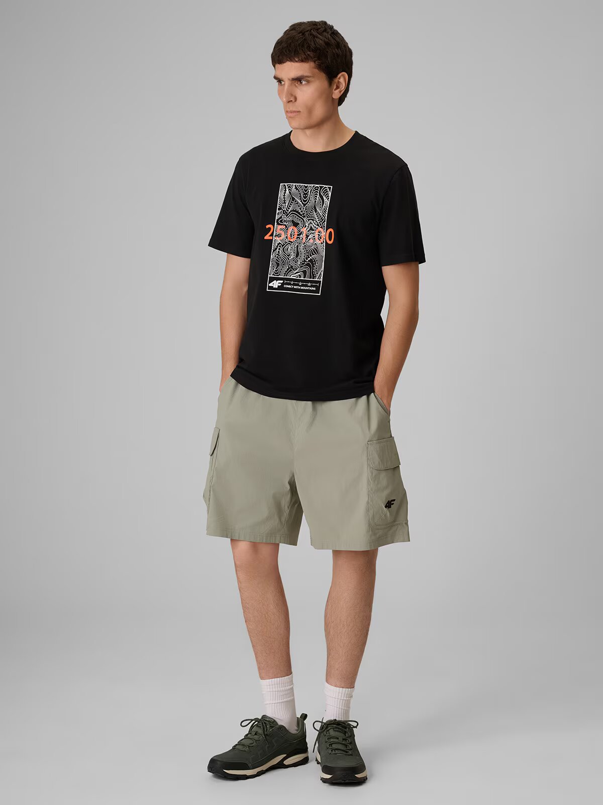 4F Tricou regular cu imprimeu pentru bărbați - L