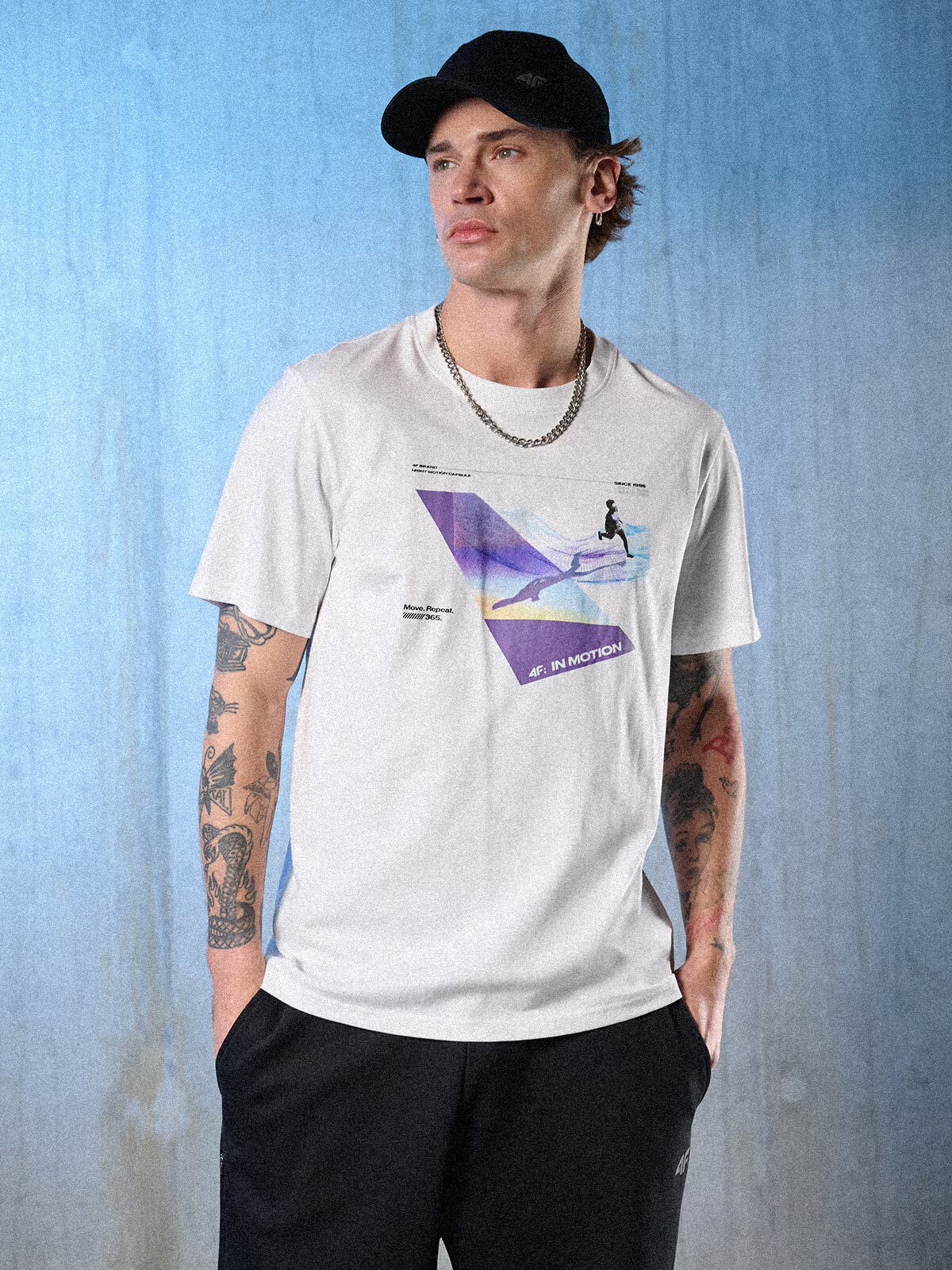 4F Tricou regular cu imprimeu pentru bărbați - S