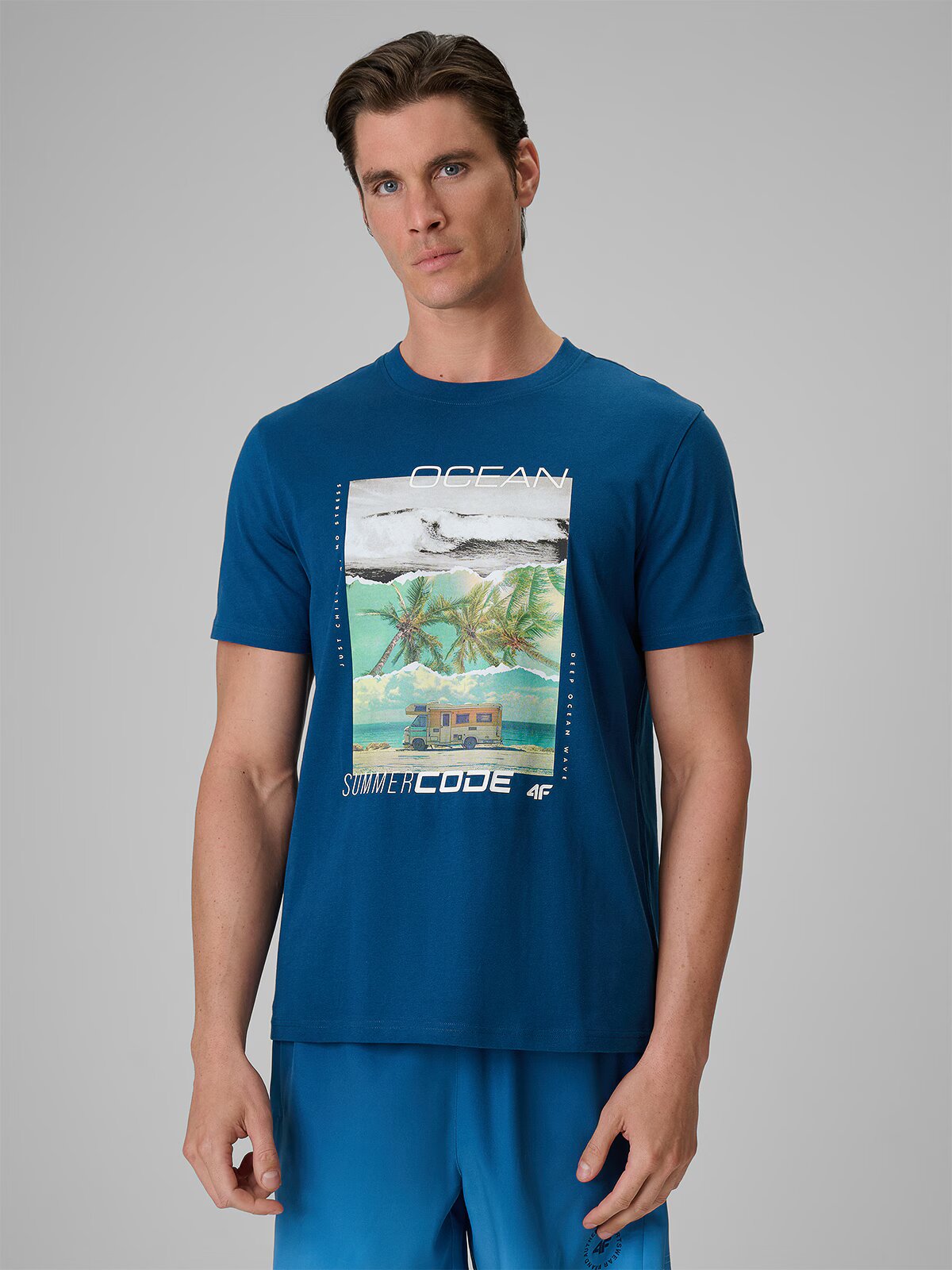 4F Tricou regular cu imprimeu pentru bărbați - M