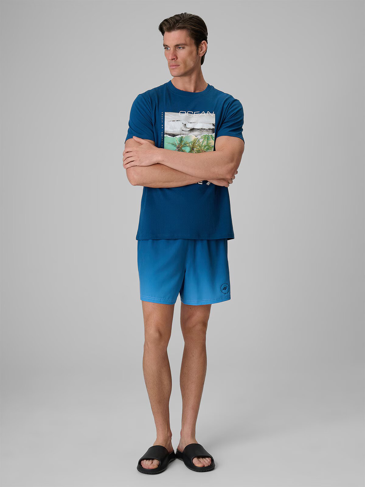 4F Tricou regular cu imprimeu pentru bărbați - M