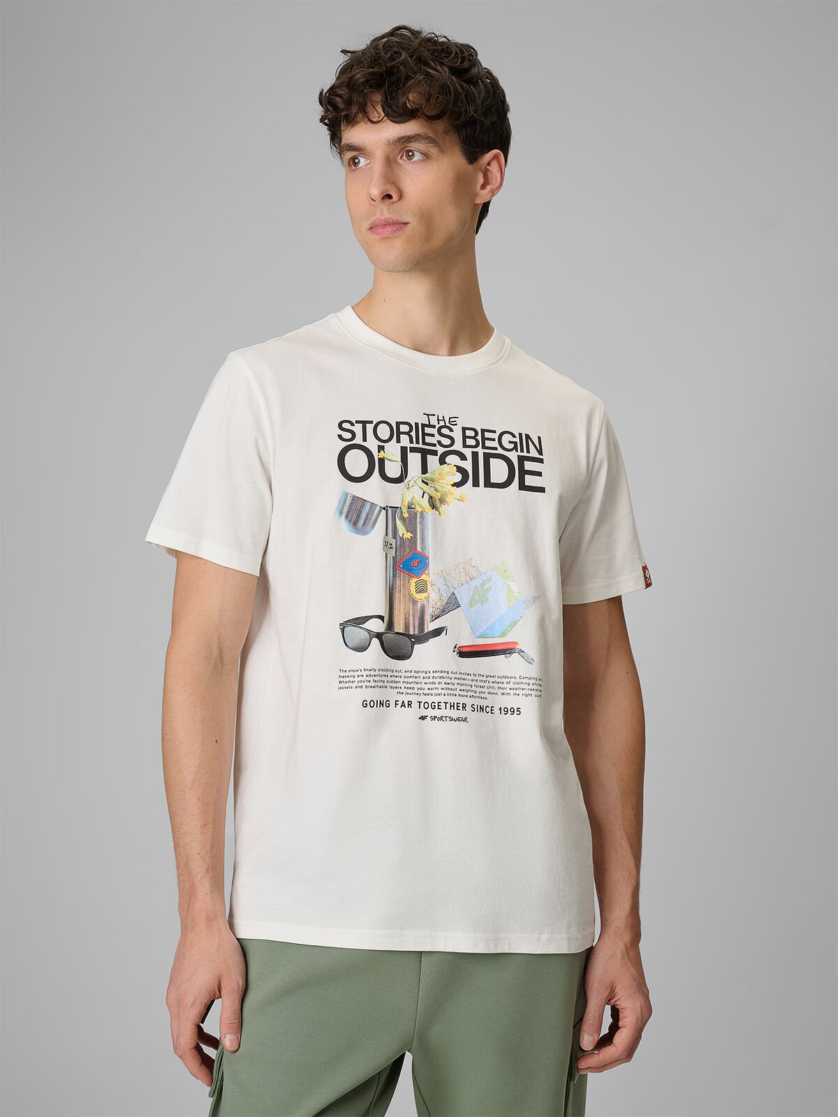 4F Tricou regular cu imprimeu pentru bărbați - S
