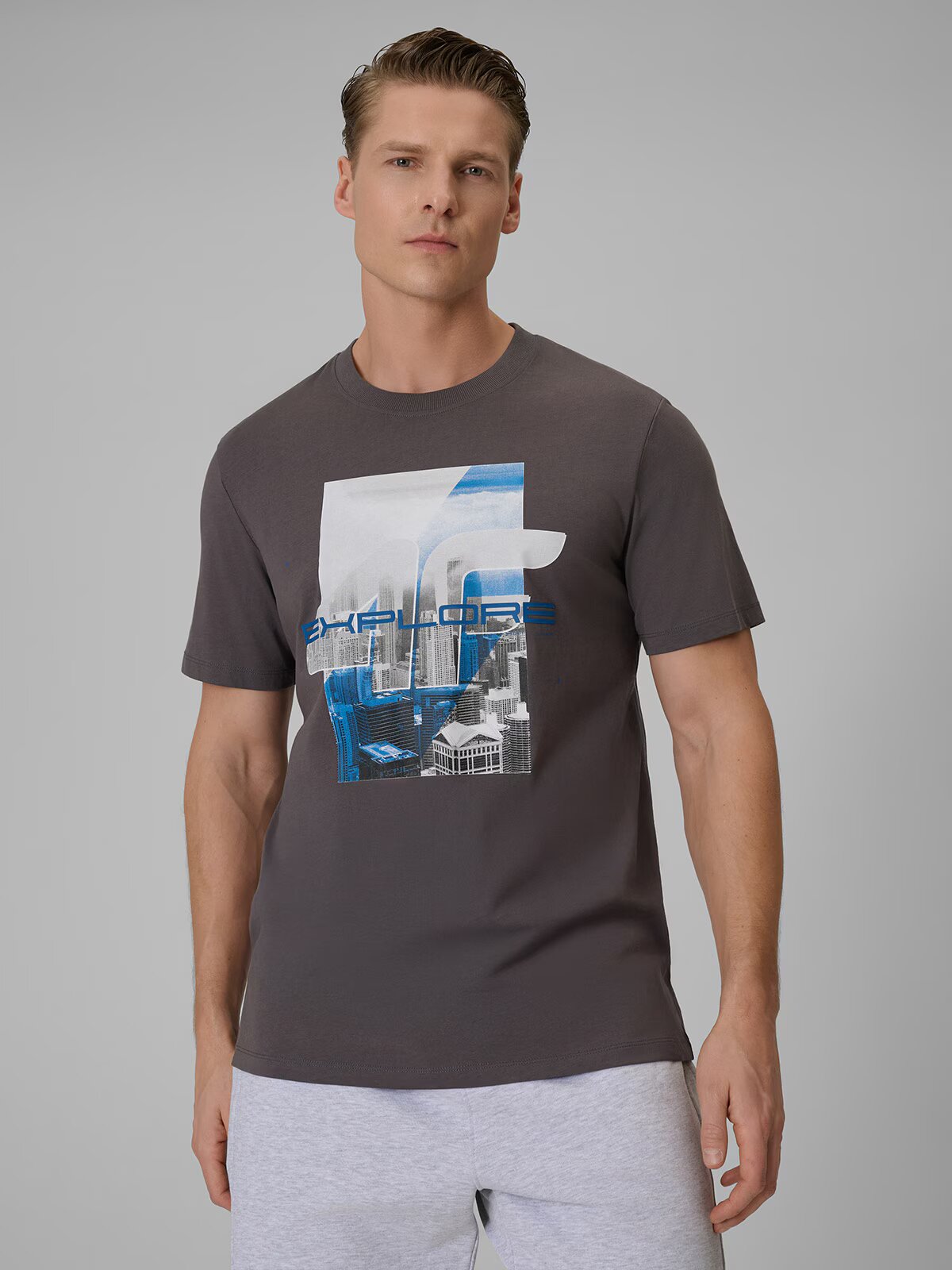4F Tricou regular cu imprimeu pentru bărbați - S