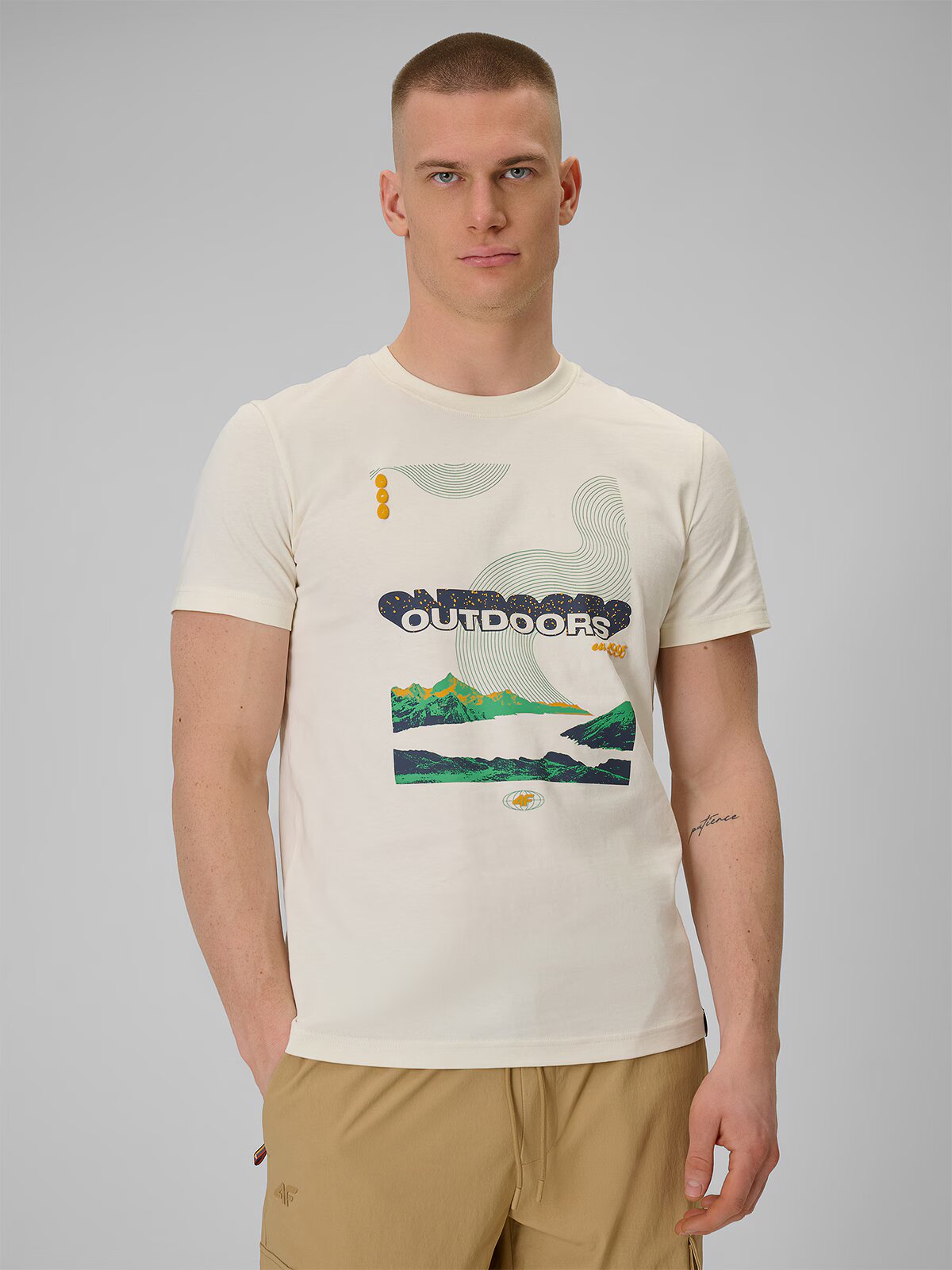 4F Tricou regular cu imprimeu pentru bărbați - XL