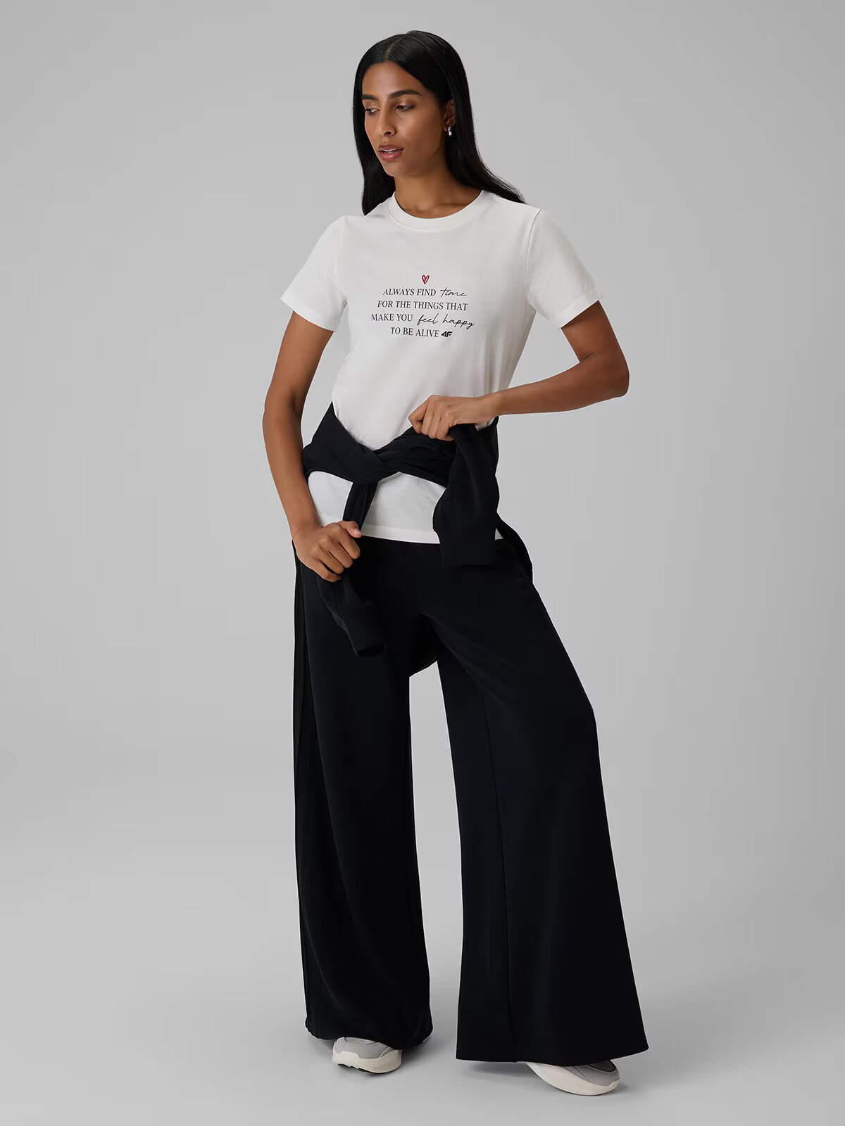4F Tricou regular cu imprimeu pentru femei - crem XXL
