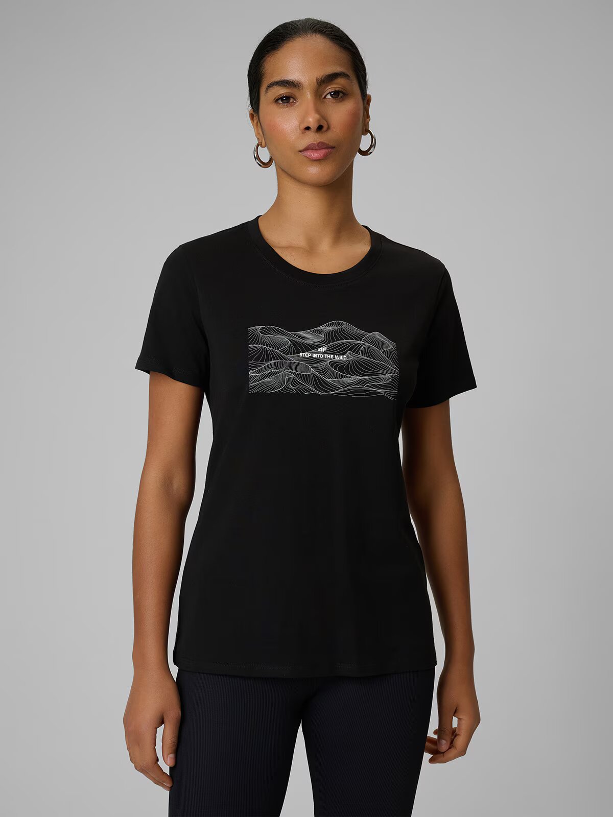 4F Tricou regular cu imprimeu pentru femei - XS
