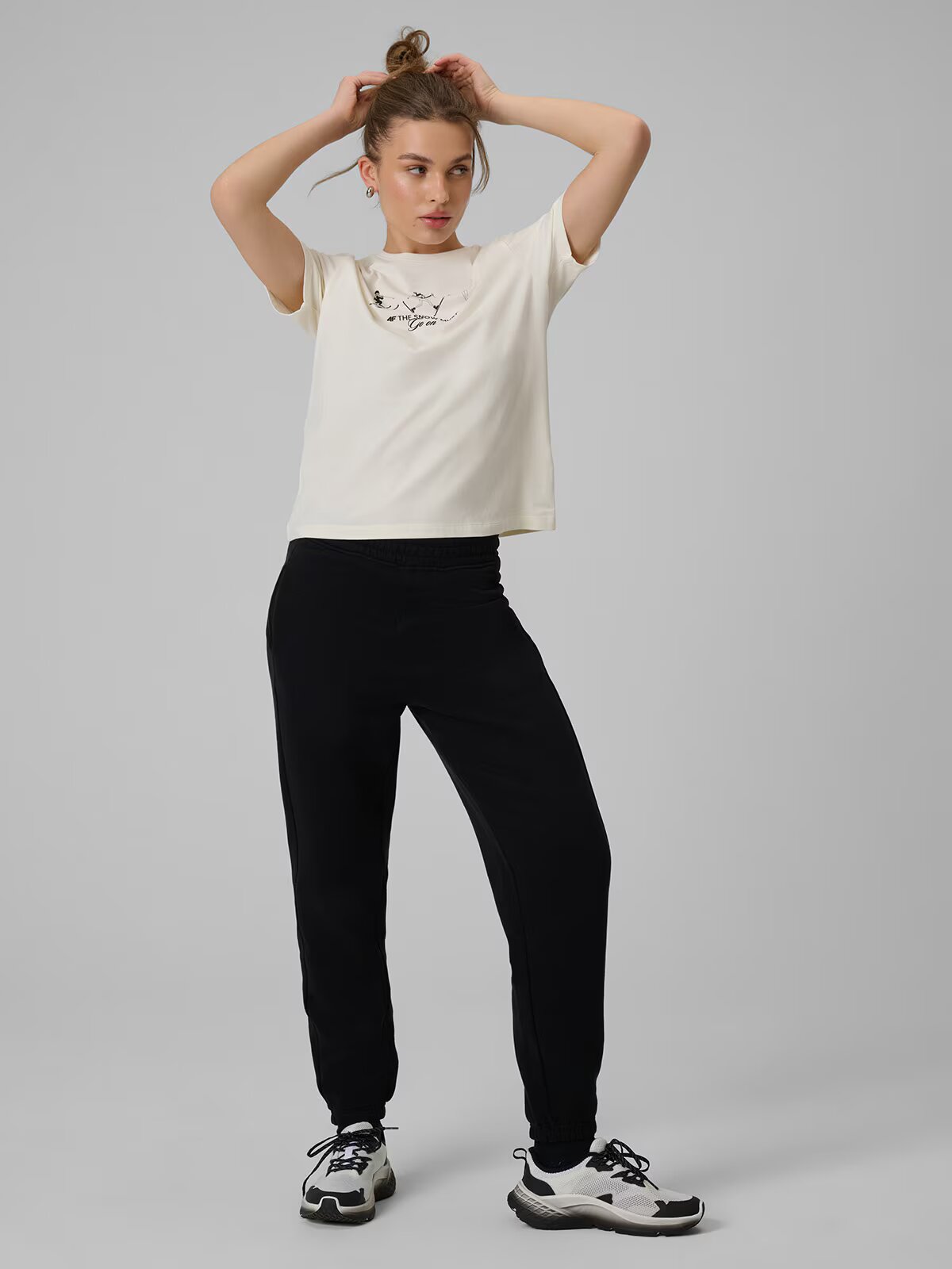 4F Tricou regular cu imprimeu pentru femei - L